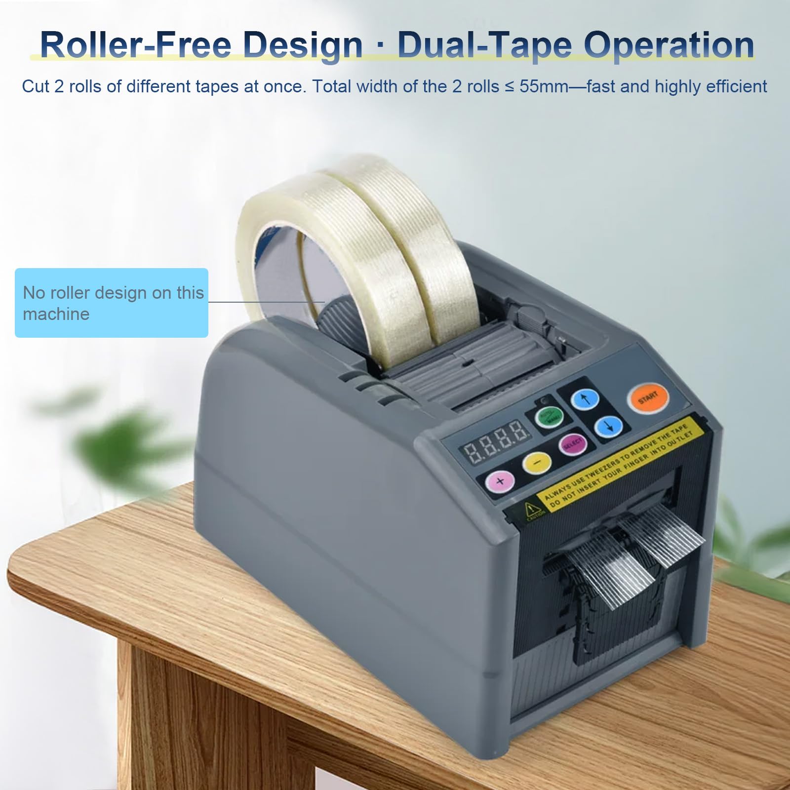 Automatischer Klebebandspender, Elektrischer Klebebandschneider mit LCD-Display, Bandbreite 6–60 mm & Länge bis 999mm, Klebeschneider mit Handbuch und Auto, Bandschneider für Büro Lager Business