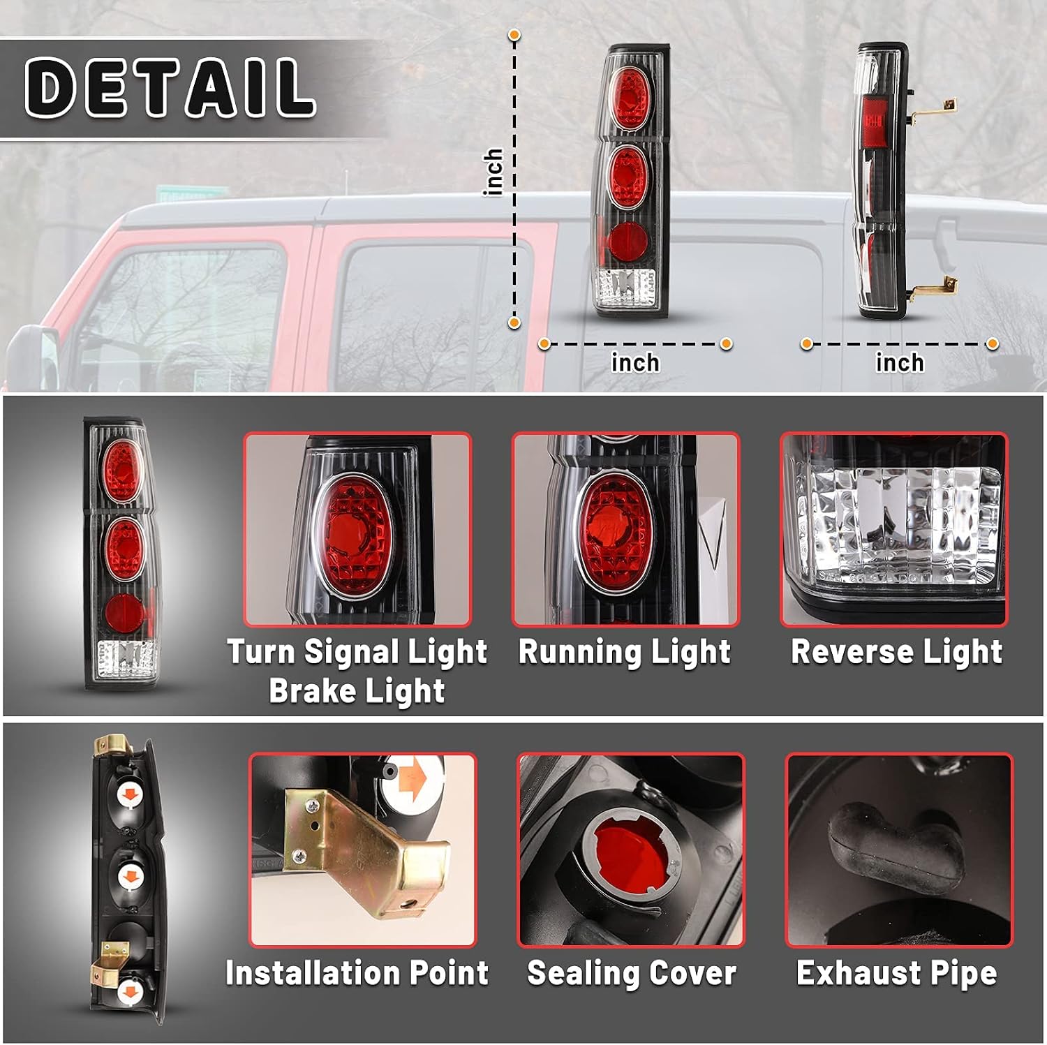 AUTOWIKI Tail Lights LED For Nissan 1986-1994 Hardbody D21 SE / 1986-1989 1994 XE, 1995-1997 Pickup SE XE Lamp Taillights Assembly Driver Passenger Replacement Matte Black