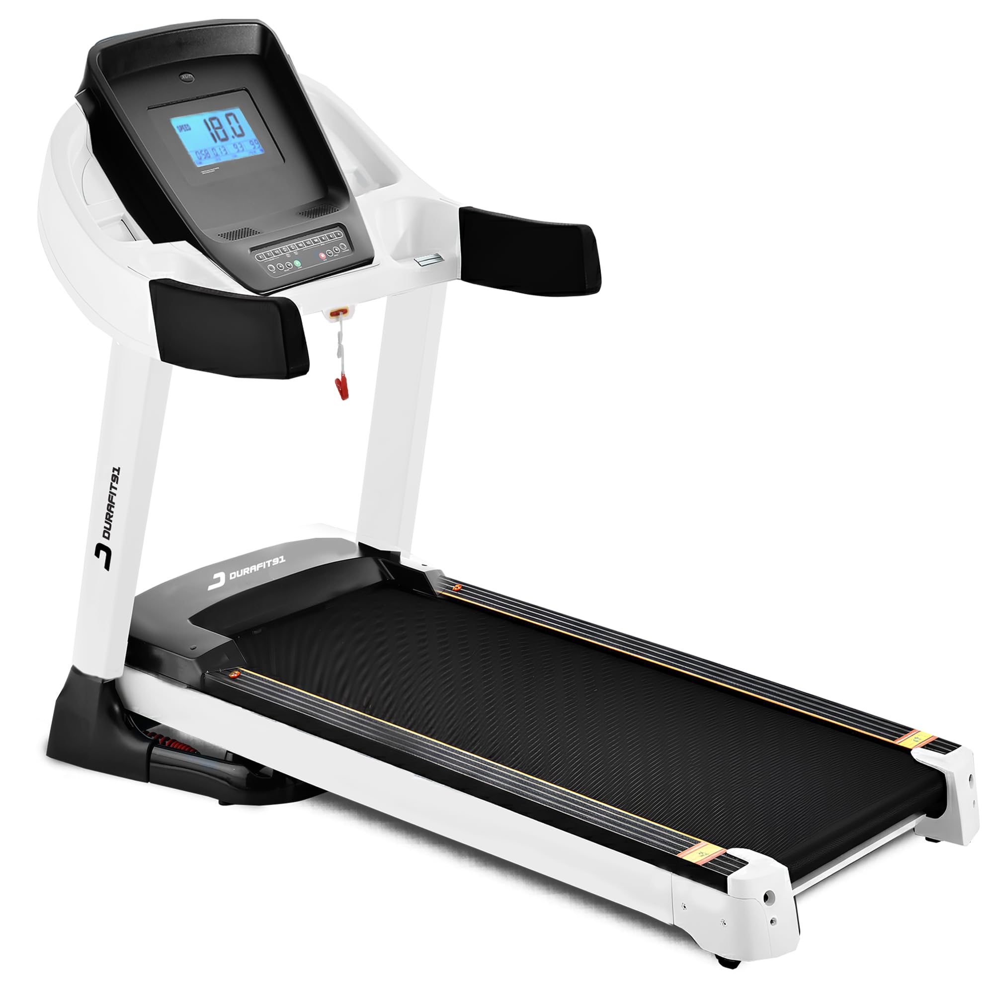 Durafit91™Ranger 7HP Peak BLDC Hydraulic Foldable Treadmill| Max Weight 150 Kg| Running Surface : L -1360mm & W -550 |18 Km/H Max Speed| 20-Auto Incline |Bluetooth Speaker | Wynd app