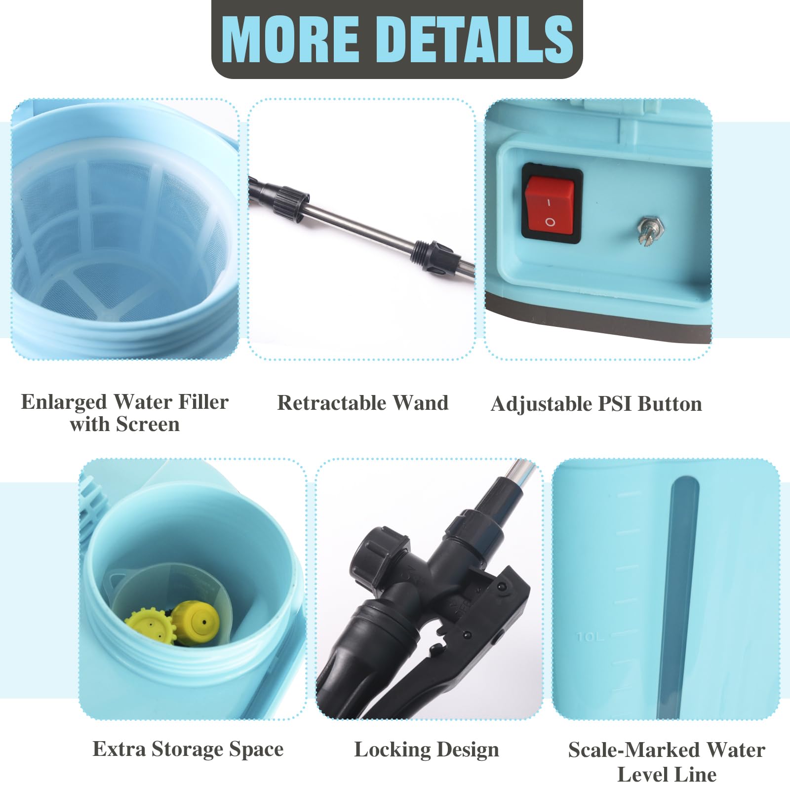 Pulverizador Eléctrico a Batería 16 litros Fumigador Mochila Pulverizadora Electrica con 6 Boquillas Portátil para Plantas Fumigador Mochila a Presion 12V