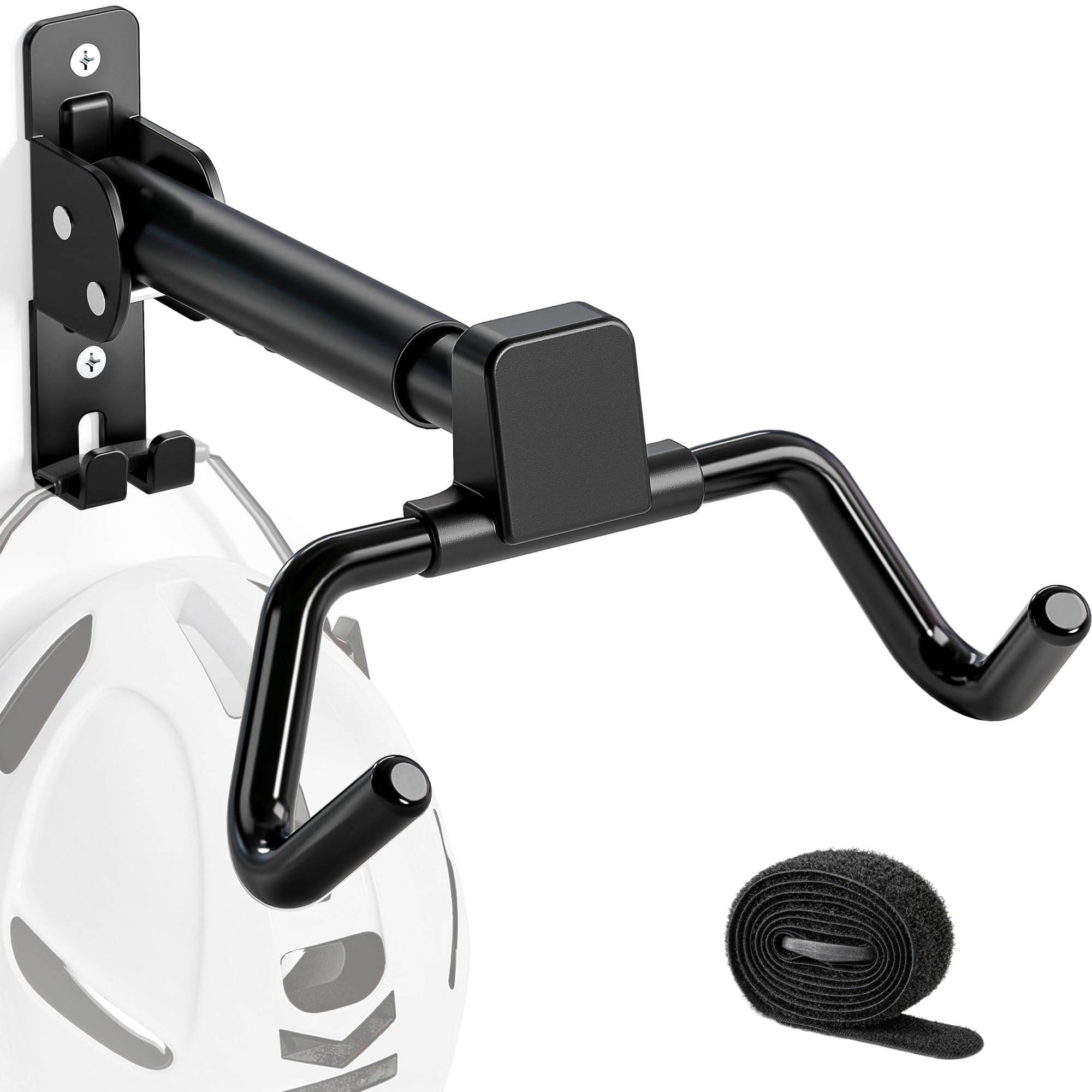 monTEK Bike Wall Mount, Adjustable Distance and Angle, Bike Hanger with Helmet Hook, Hold Up to 30kg, Bike Wall Rack for Garage, Foldable Bike Holder Bicycle Storage for Mountain/Road Bike