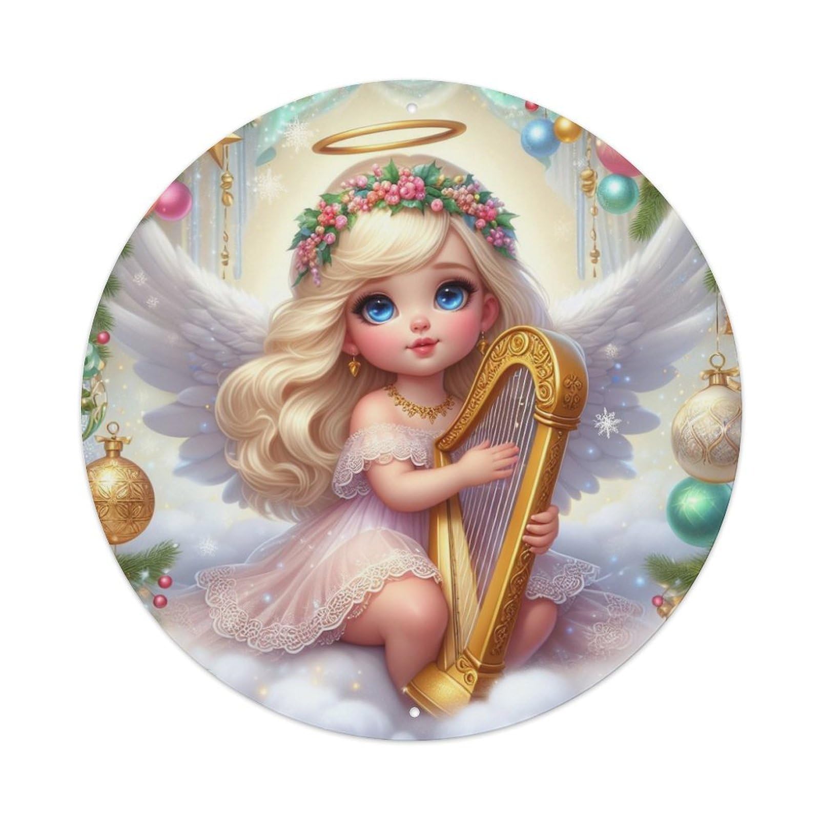 Vintage Guardian Angel Little Angels Playing Musical Instruments Metal Tin Sign