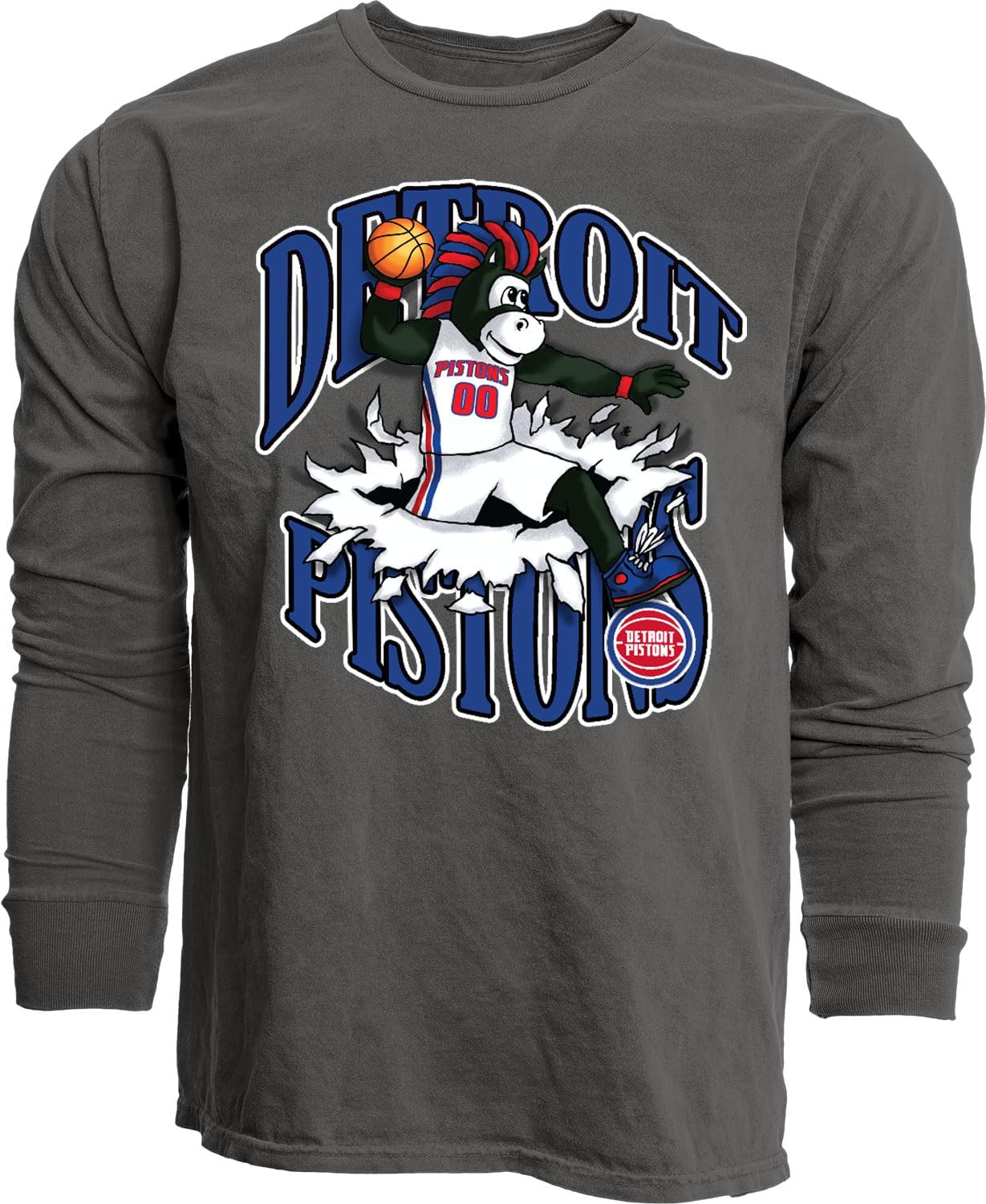 Blue 84 NBA Unisex-Adult NBA Officially Licensed Long Sleeve T-Shirt Ringspun Slam Mascot Black
