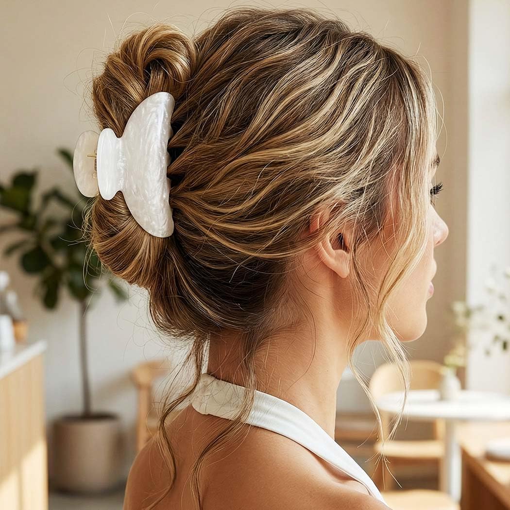 Fashey Acrylic Claw Clip Cute Hair Clips Medium Hair Claws for Thick Hair Accessories for Women (light green+pink+beige) - Image 3