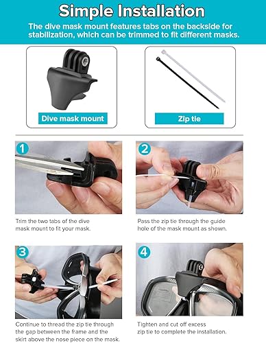 Miniatura 3 de Soporte de máscara de buceo para Go Pro, accesorio universal para cámara de buceo, soporte de buceo compatible con populares máscaras de doble lente