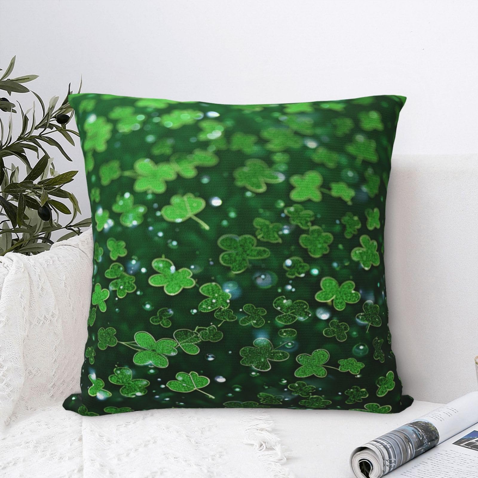 FodPand Luxury Velvet Throw Pillow Covers 20"x20" Super Soft Decorative Pillow Cases - Background st Patrick's Day Glitter Pillowcases Modern Lumbar Cushion Cases for Couch Sofa Bed Pillow Shams