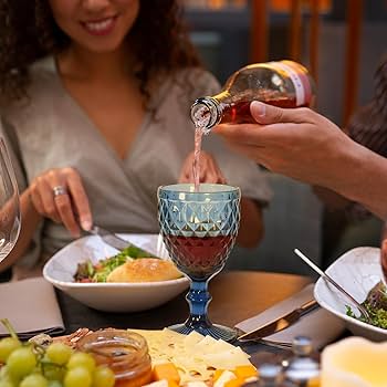 USA  食器セット Amazon.com | CHLJAR Vintage Wine Glasses Set of 6, 8 OZ