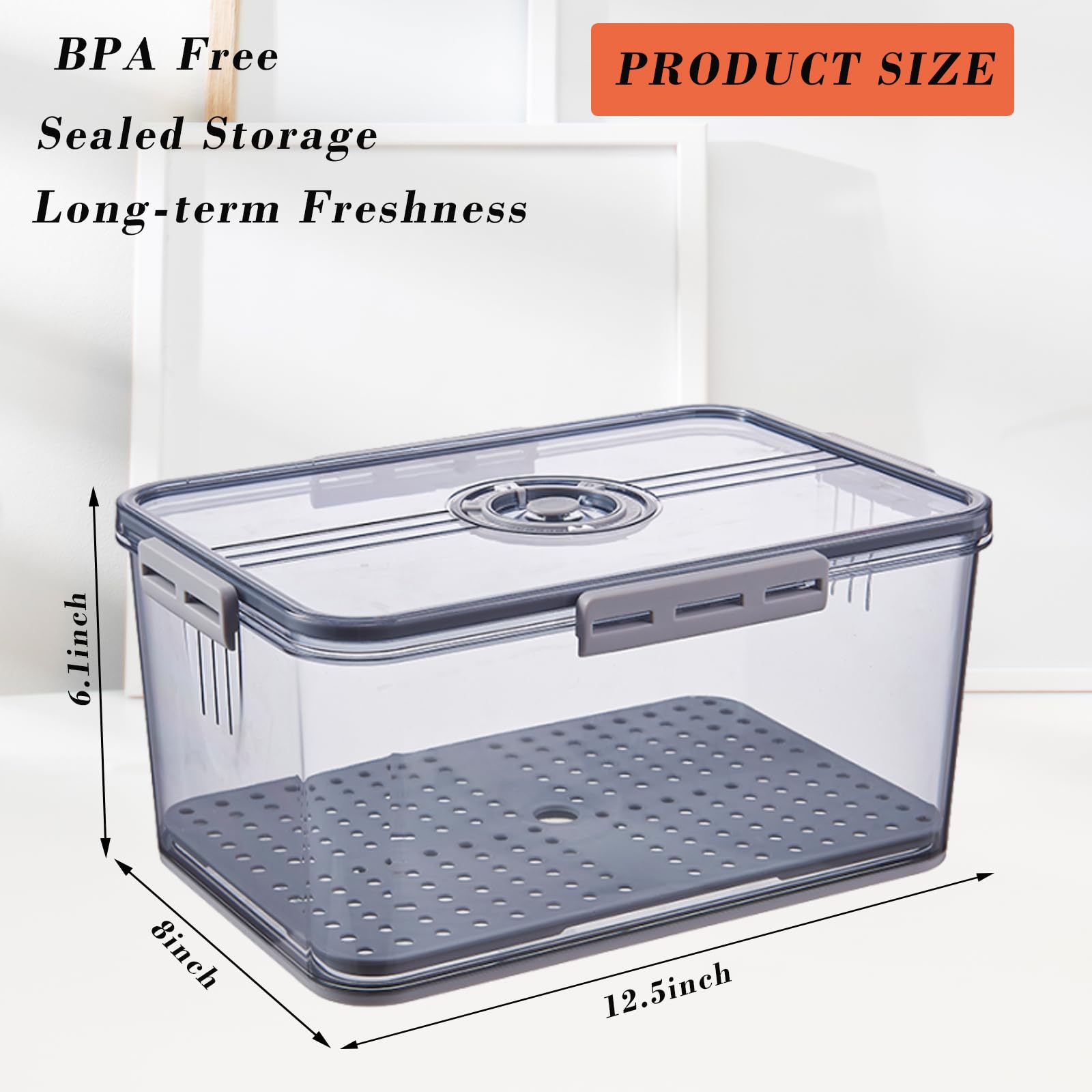 Panera con tapa para encimera de cocina, recipiente hermético de almacenamiento de pan de 10 L, grabador de tiempo para pan casero, tostadas, bagel, donas y galletas (gris) 3