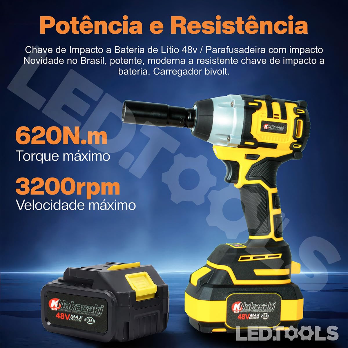 Chave De Impacto e Parafusadeira à Bateria Lítio 48v Brushless