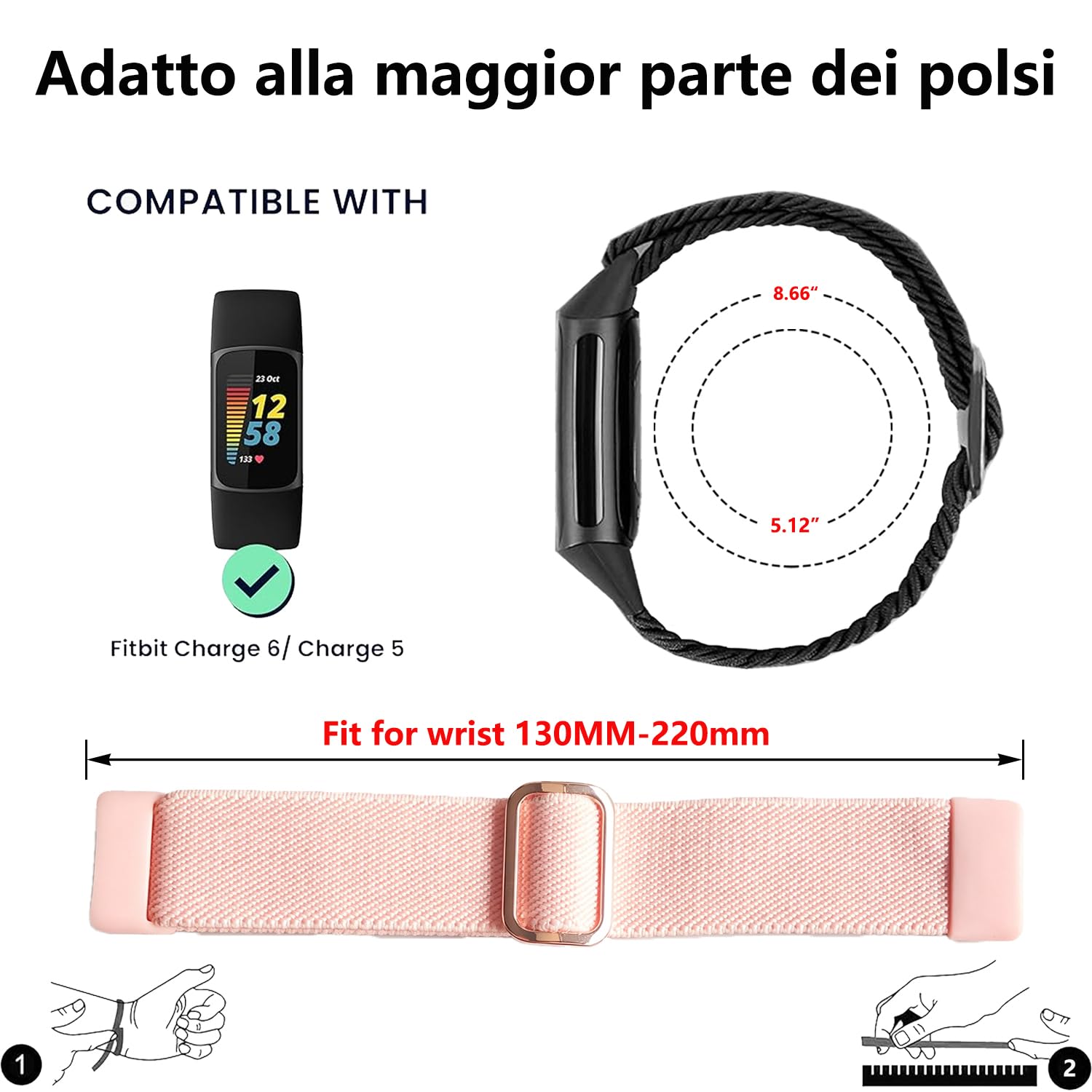 Elastyczne Nylonowe Pasek Dotyczy Fitbit Charge 6 Miękki nylonowy Sportowe Pasek,kompatybilny Fitbit Charge 5 Unisex