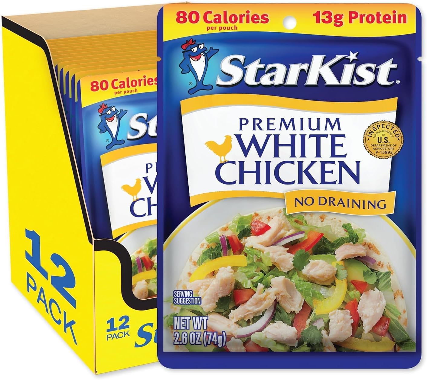 Premium White Chicken - 2.6 oz Pouch (Pack of 12)