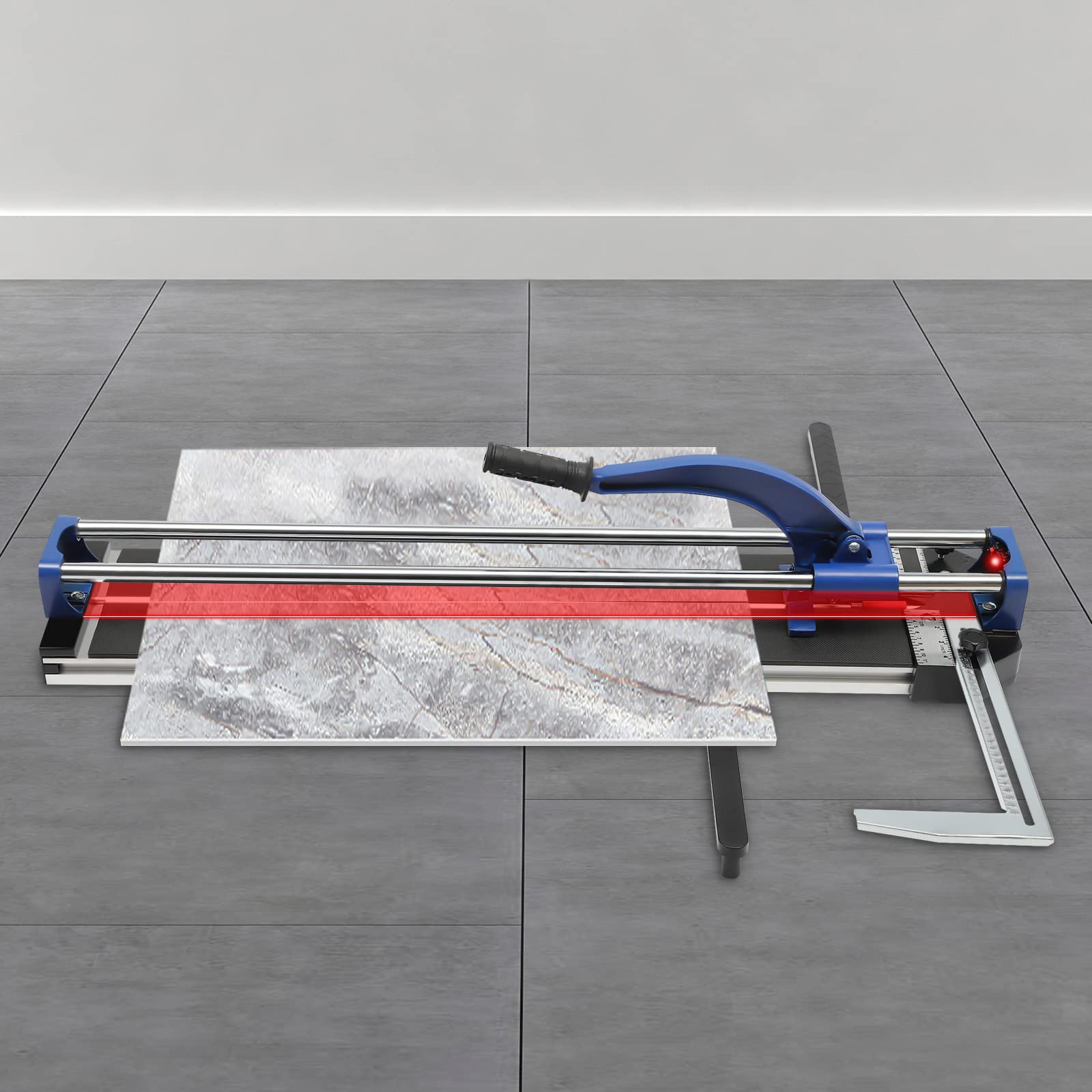 Cortador manual de azulejos, cortador de azulejos de mano de dos vías con barra de equilibrio, barra de regla, posicionamiento por infrarrojos, ancho máximo de corte 80 cm, para azulejos, 102 x 27 x