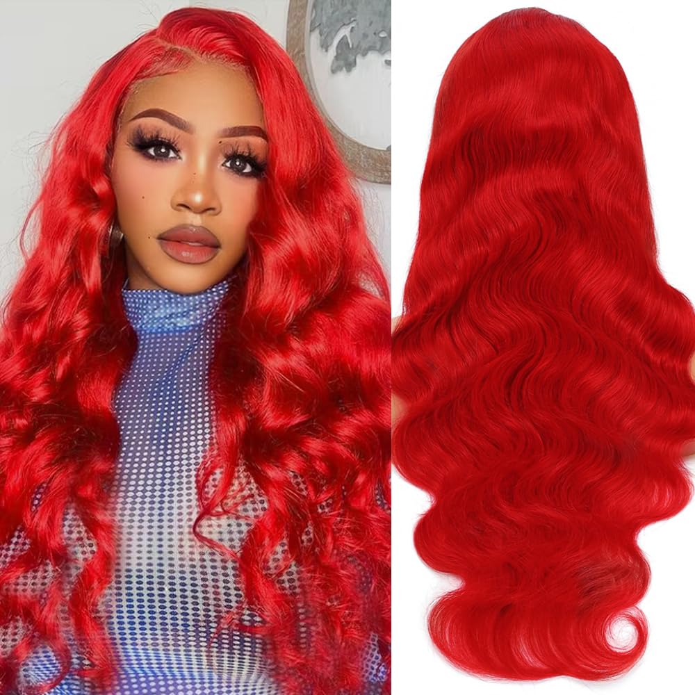 Red Lace Front Wigs Human Hair Pre Plucked Red Wig Human