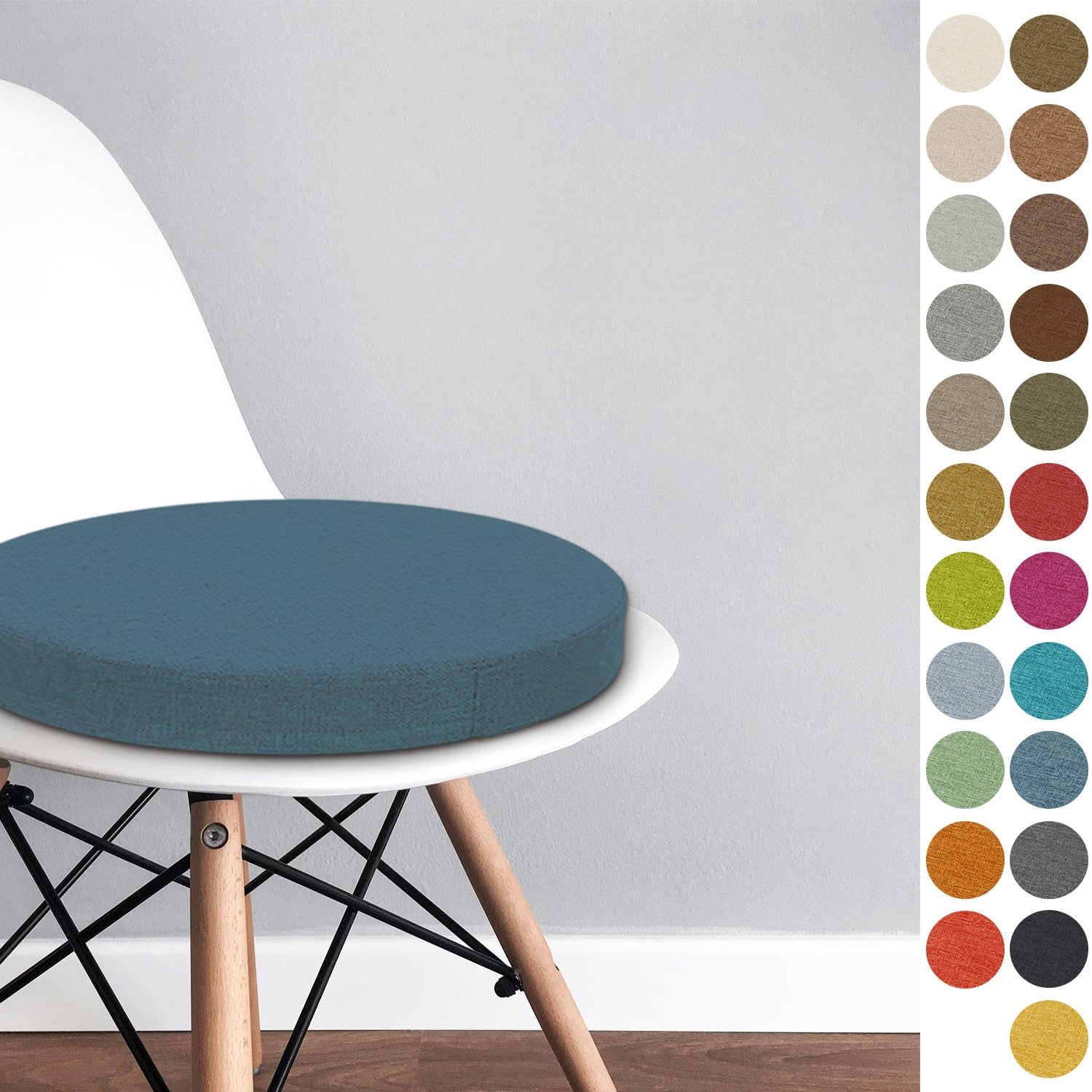 Round Chair Pad 40x40x5 CM Bistro Circular Chair Cushion Garden Kitchen Dining Chair Seat Cushion Memory Foam Chair Seat Pad,Color#25 Navy blue — image 1