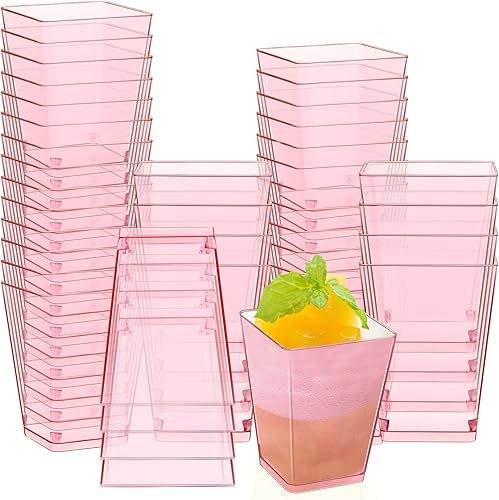 Mifoci Vasos de plástico de 5 onzas para aperitivos para fiestas, mini tazones cuadrados desechables para postre, cuencos transparentes para pudín,