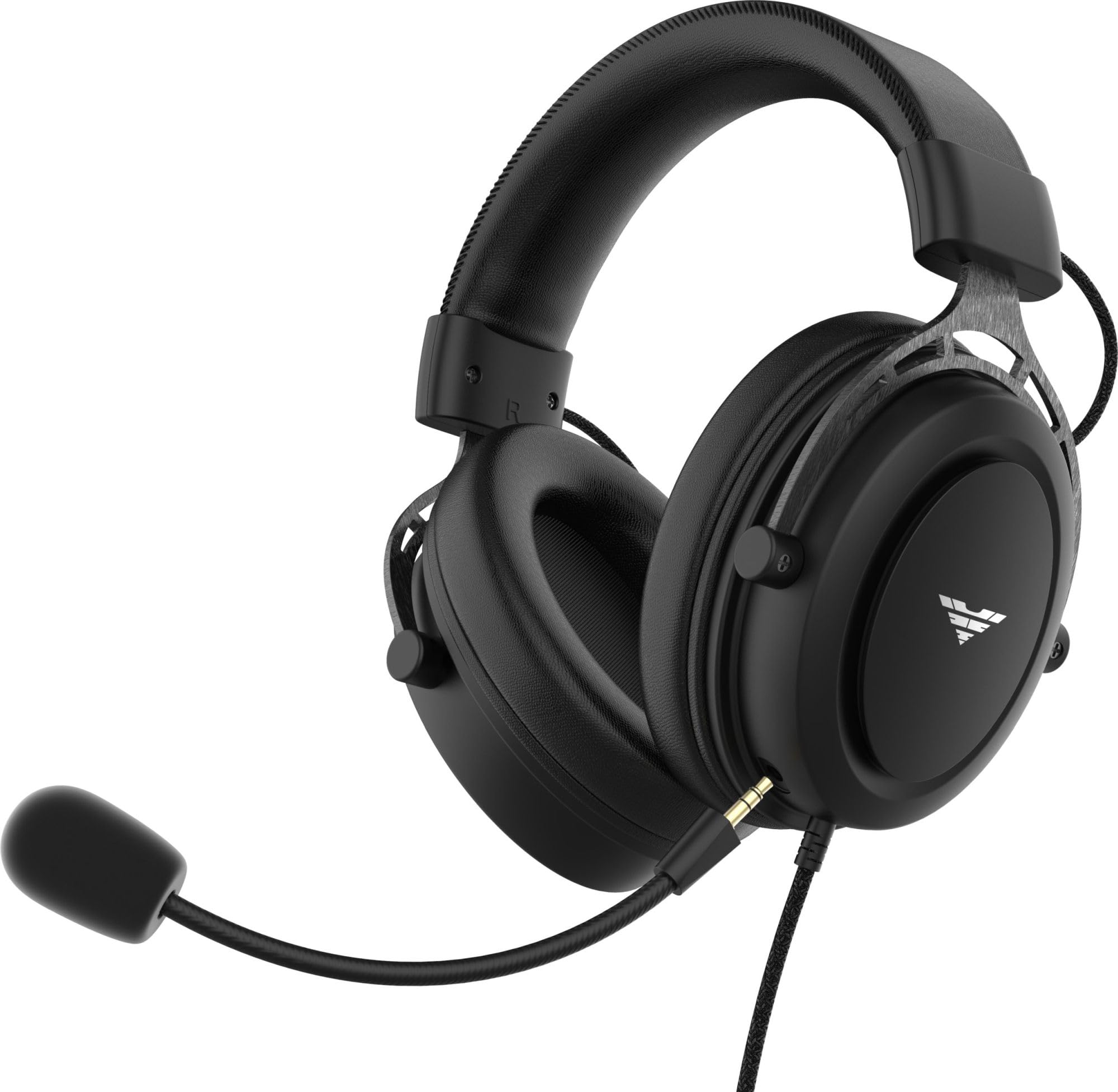 PREYON Cuffie Gaming PS5 con Filo e Microfono Headset per PC Xbox Musica PS4 - Headphones Accessori Cavo Jack USB Over Ear Stereo Surround Padiglioni Morbidi Streaming E-sport - Storm Fly II Nero