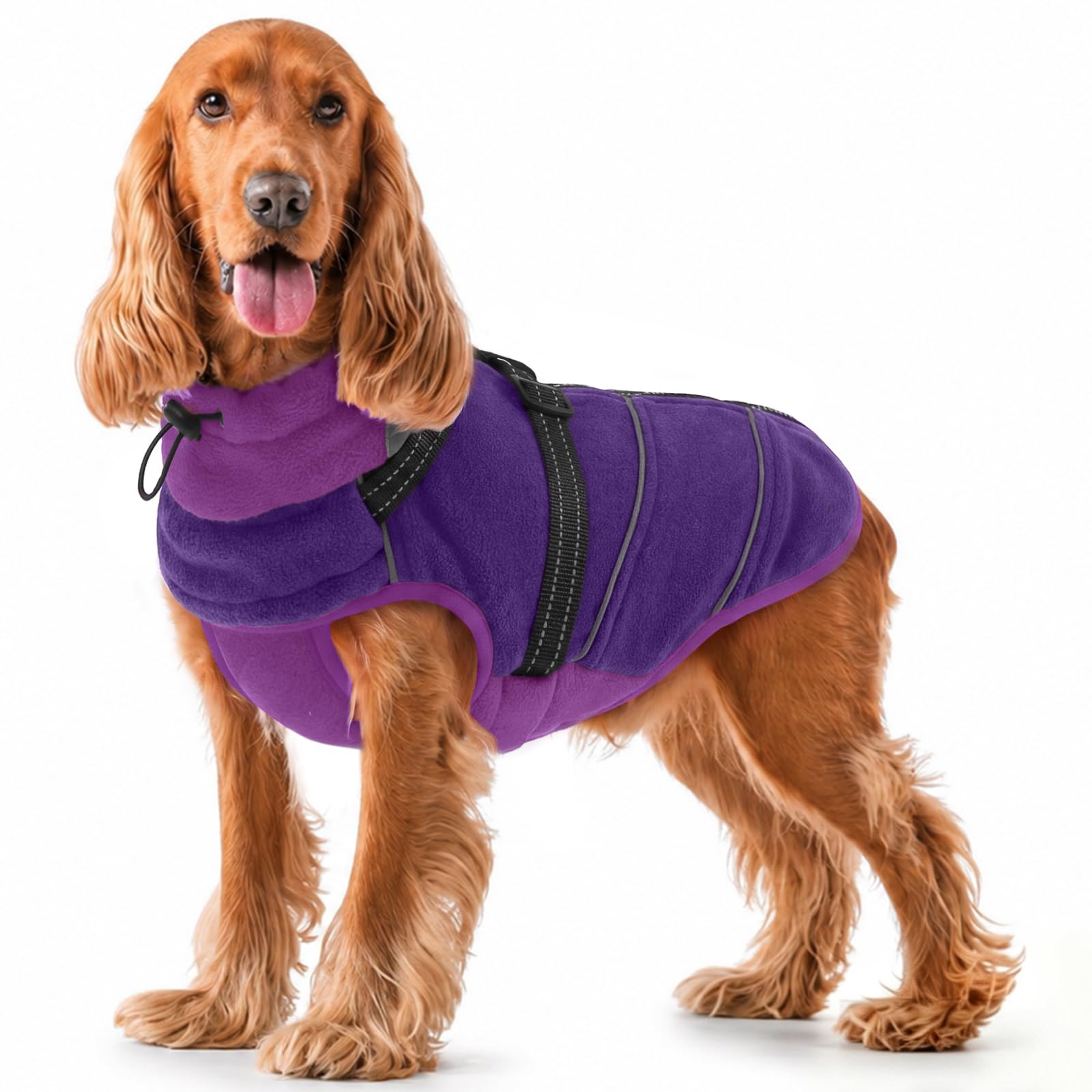 Warm Dog Coat, Large Dog Coat Fleece Pajamas(Purple, 2XL)