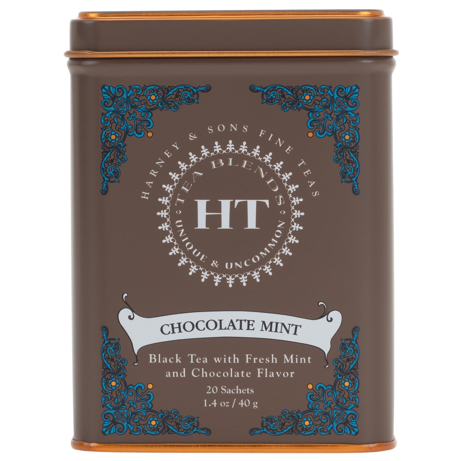 Harney & Sons Chocolate Mint Flavored Black Tea - 20 Sachets Per Tin