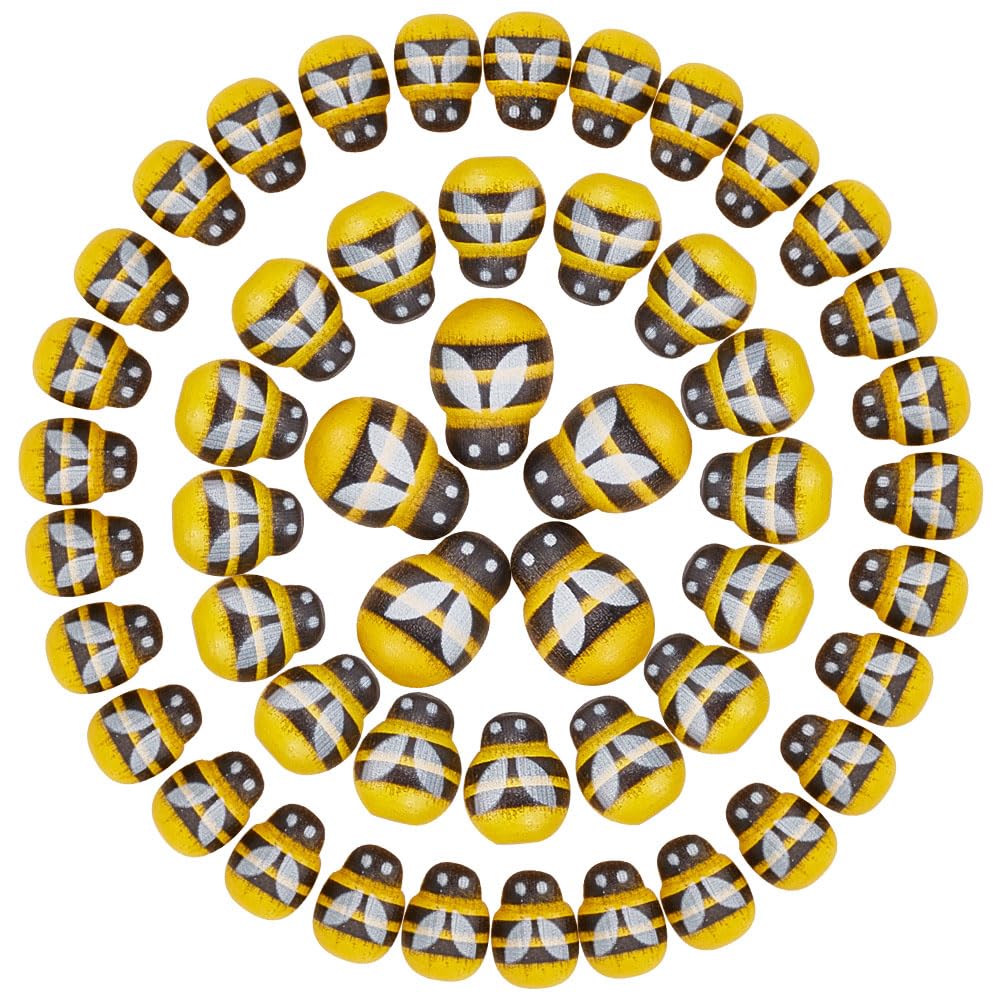 WEBEEDY 300 Pcs Tiny Bees Ornaments Party Home Decor Flatback Bee Stickers Self Adhesive Bee Embellishment Wooden Bees Craft Decorations
