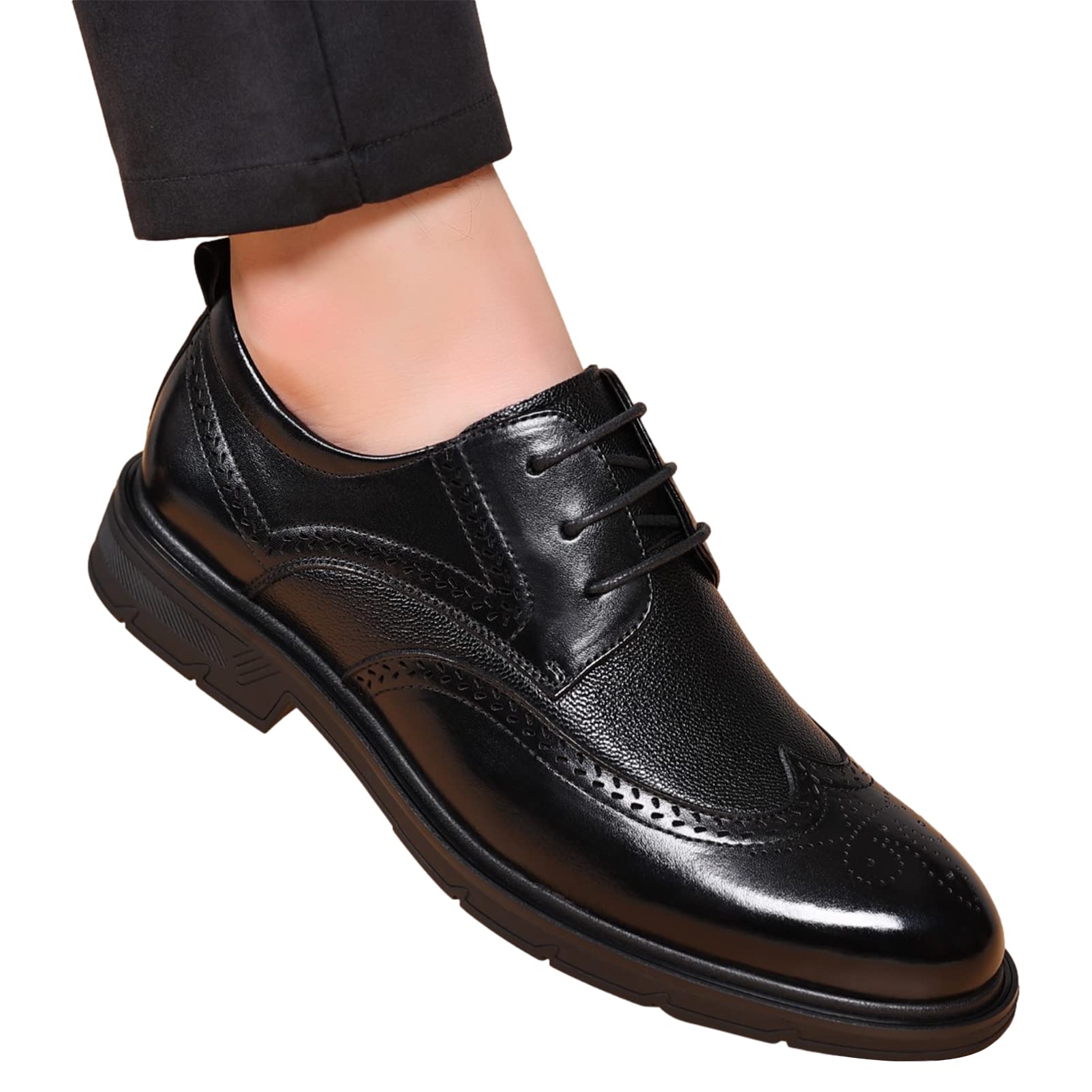 ANUFER Uomini Vera Pelle Derby Brogue Formali Allacciare Scarpe da Sposa d'Affari