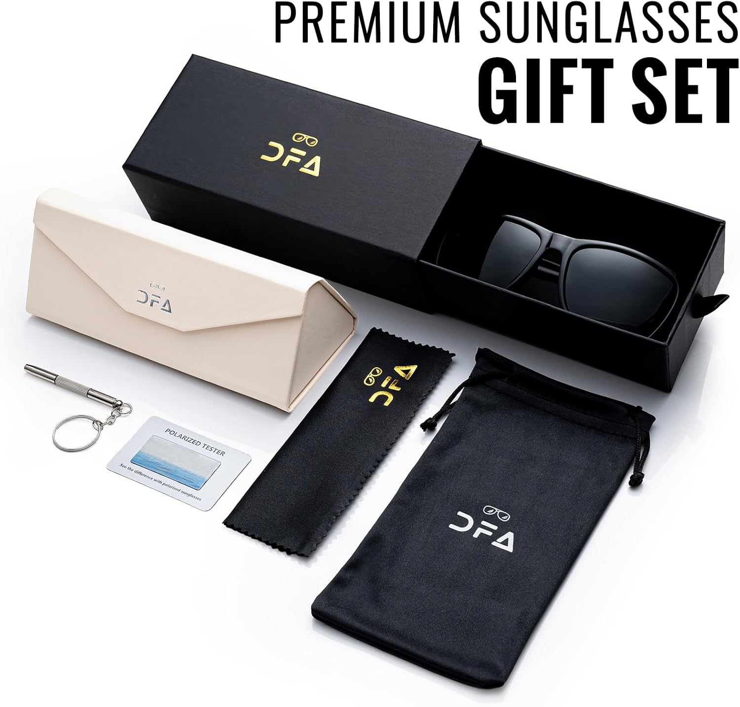 Polarized Metal Frame Sunglasses for Men Women,UV400 Protection,Square Black Sun Glasses Driving Fishing With Case - Image 2