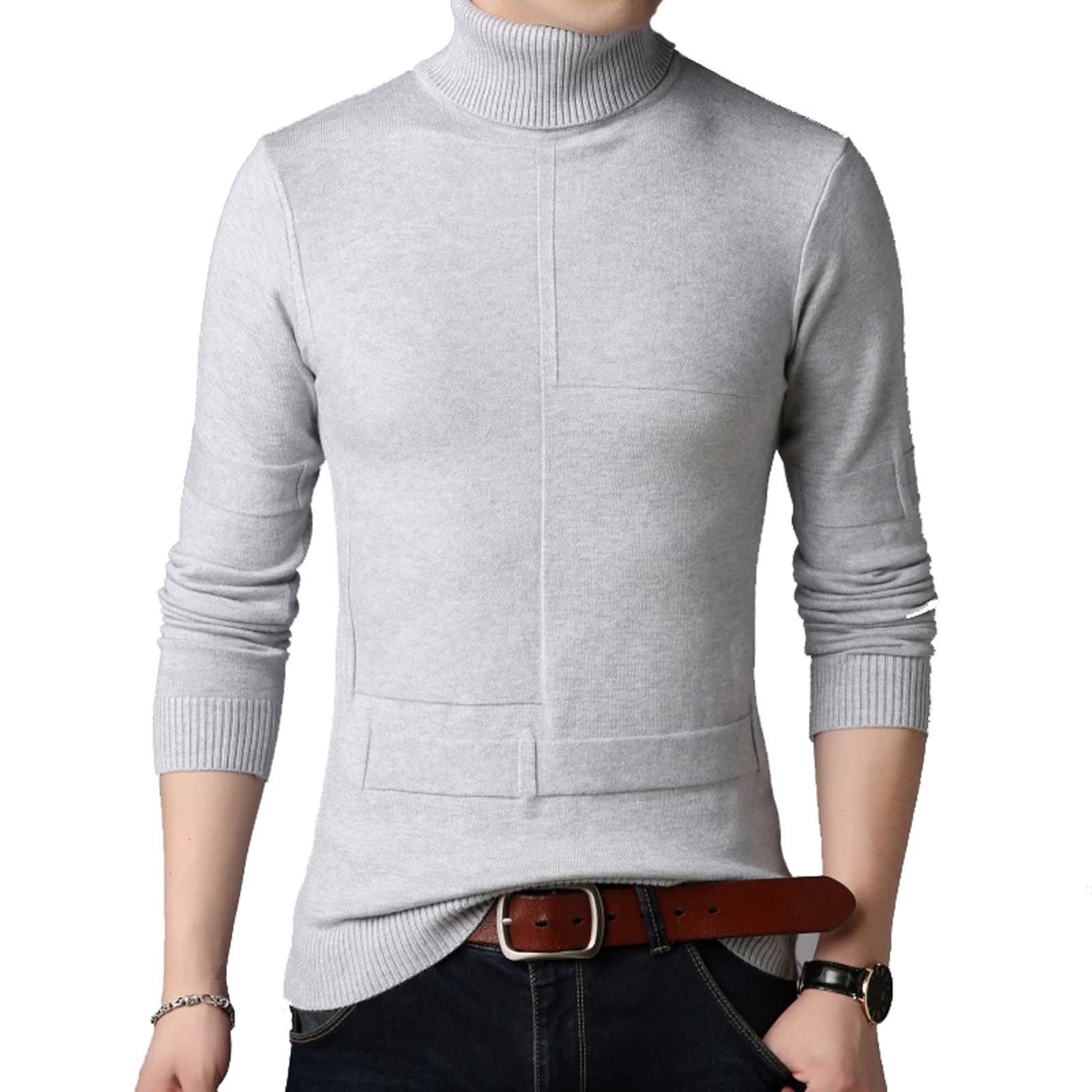 mens hoodie Turtleneck Sweater Men Knitting Pullovers Casual Male Sweaters Fashion Slim Men's Clothing Classic Lattice Solid Pullovers White