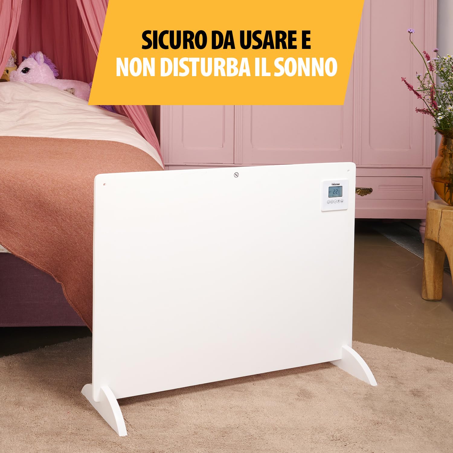 Tristar - Riscaldatore a infrarossi - 550 W - Pannello riscaldante a infrarossi - basso consumo - alta efficienza - termostato regolabile - programmazione settimanale - KA-5094