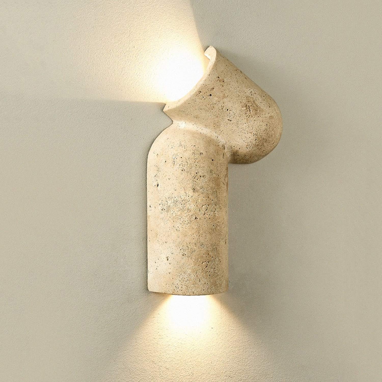 Applique murale moderne en marbre véritable et travertin jaune fait main
