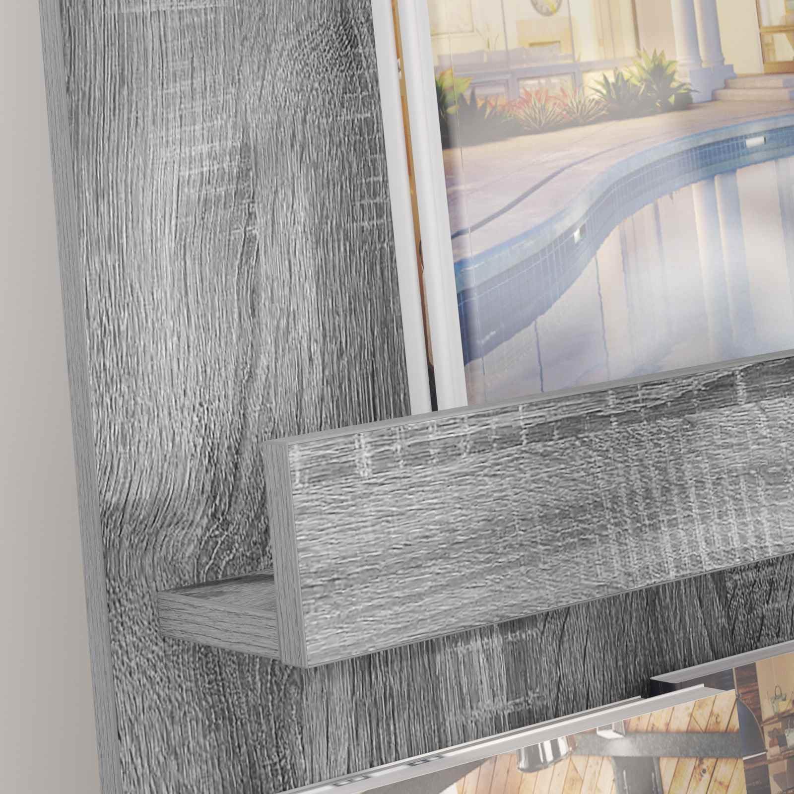 Revistero de madera Sonoma gris 43 x 11 x 102 cm con 3 estantes para el salón y la oficina