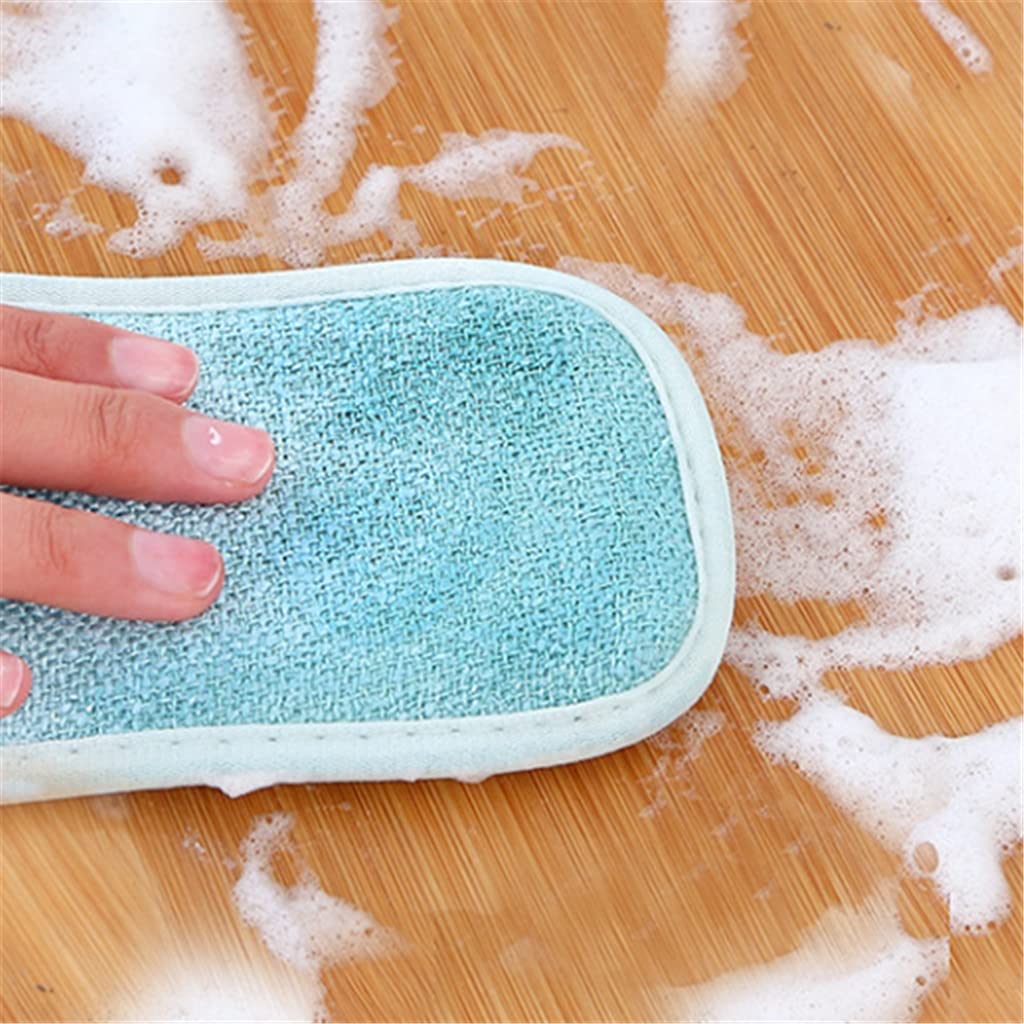 El Cepillo de Limpieza de descontaminación del paño de Cocina para el hogar no daña la Esponja de Doble Cara para Lavar la Olla 5 Piezas (White_Style_)