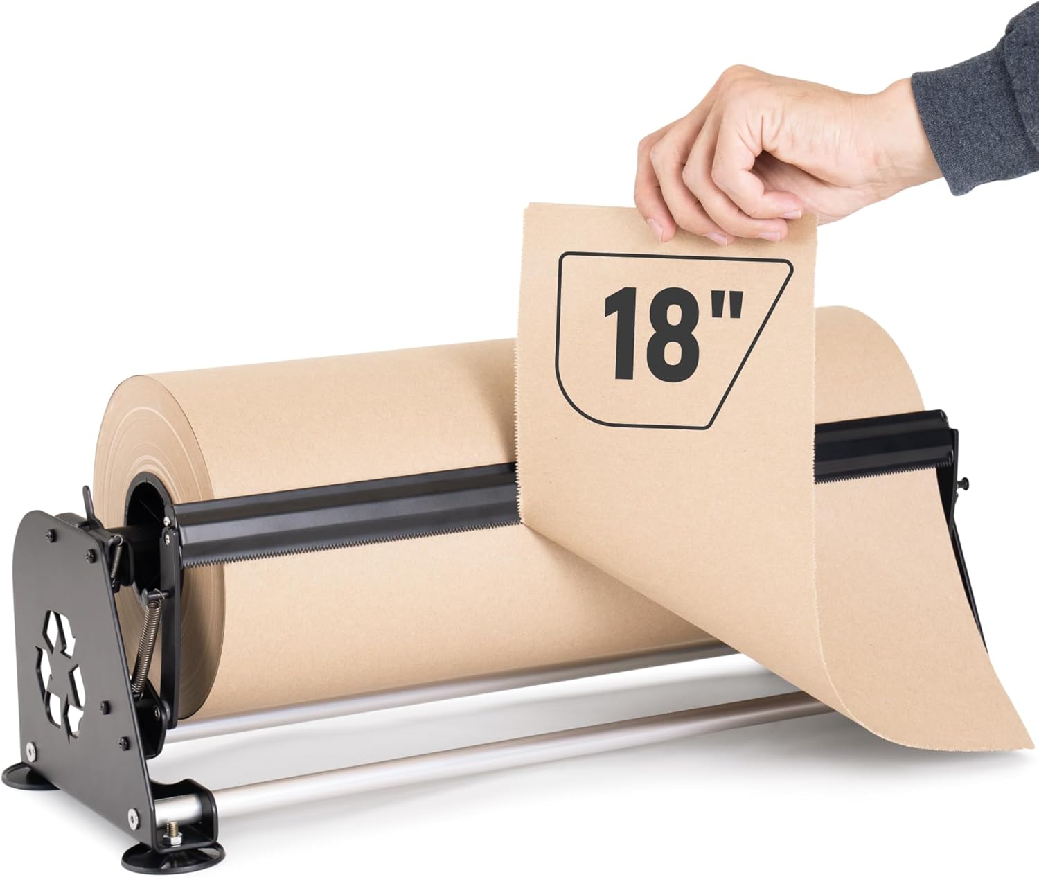 18" Paper Roll Dispenser With a Cutter, Next Gen, Non-Slip Suction Cup Feet - Heavy-Duty Dispenser for Kraft, Freezer, Newsprint, Butcher Paper Rolls - Up to 10" in Diameter, Safe Rod Holder