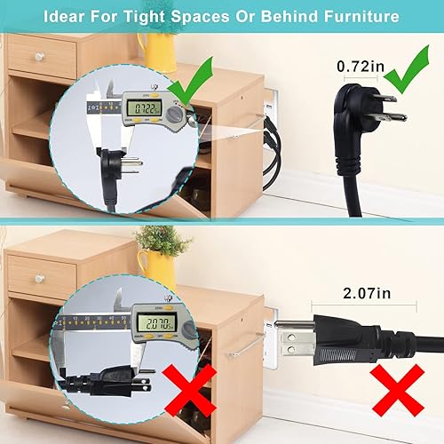 Miniatura 3 de Paquete de 2 cables de alimentación de repuesto para monitor de computadora de 3 pies, enchufe plano de perfil bajo, NEMA 5-15P a cable de