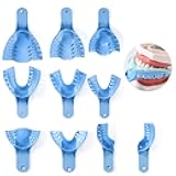 Annhua Dental Impression Trays Autoclavable 10 PCS, Perforated Impression Trays Set Plastic Teeth Holder for Dental Clinic, Lab Equipment, Dental Students - Blue
