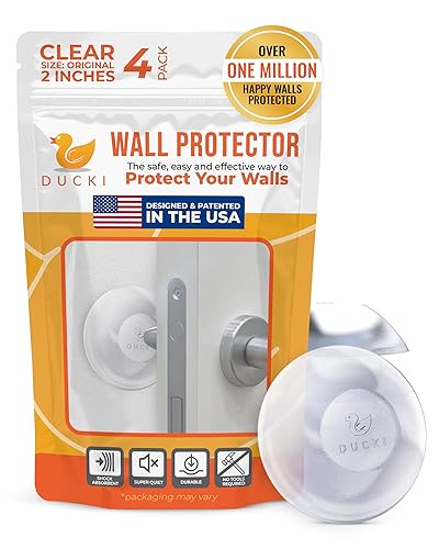 Ducki Door Stoppers, Door Knob Wall Protector 4 Pack Clear