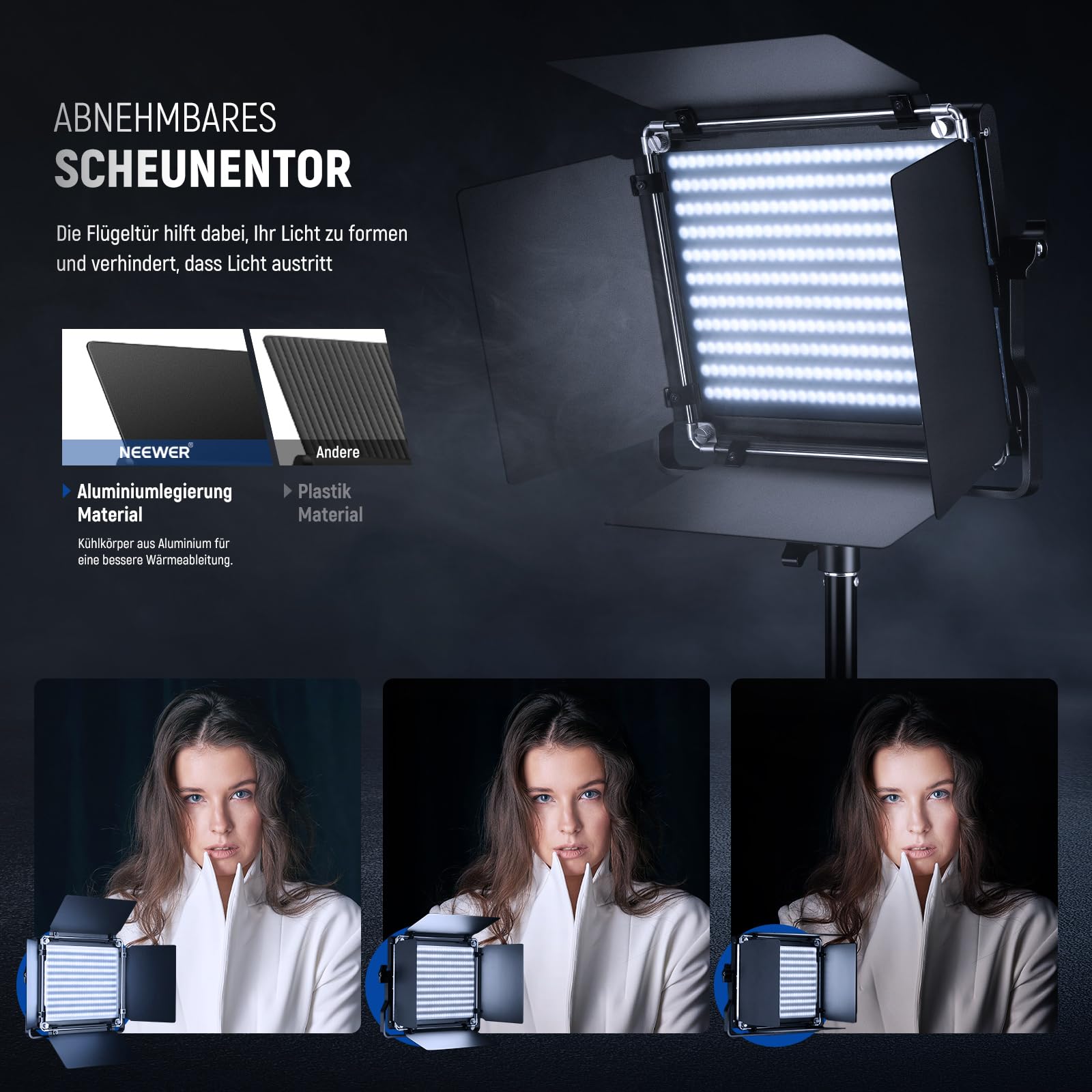 NEEWER 2 STK. Bi Farbe 660 LED Videolicht Set mit Zwei 79" Stativständer, 3200K-5600K CRI 96+ Dimmbare Panel Videoleuchte mit U Bügel und Barndoor für Studio Fotografie Aufnahme Streaming, Schwarz