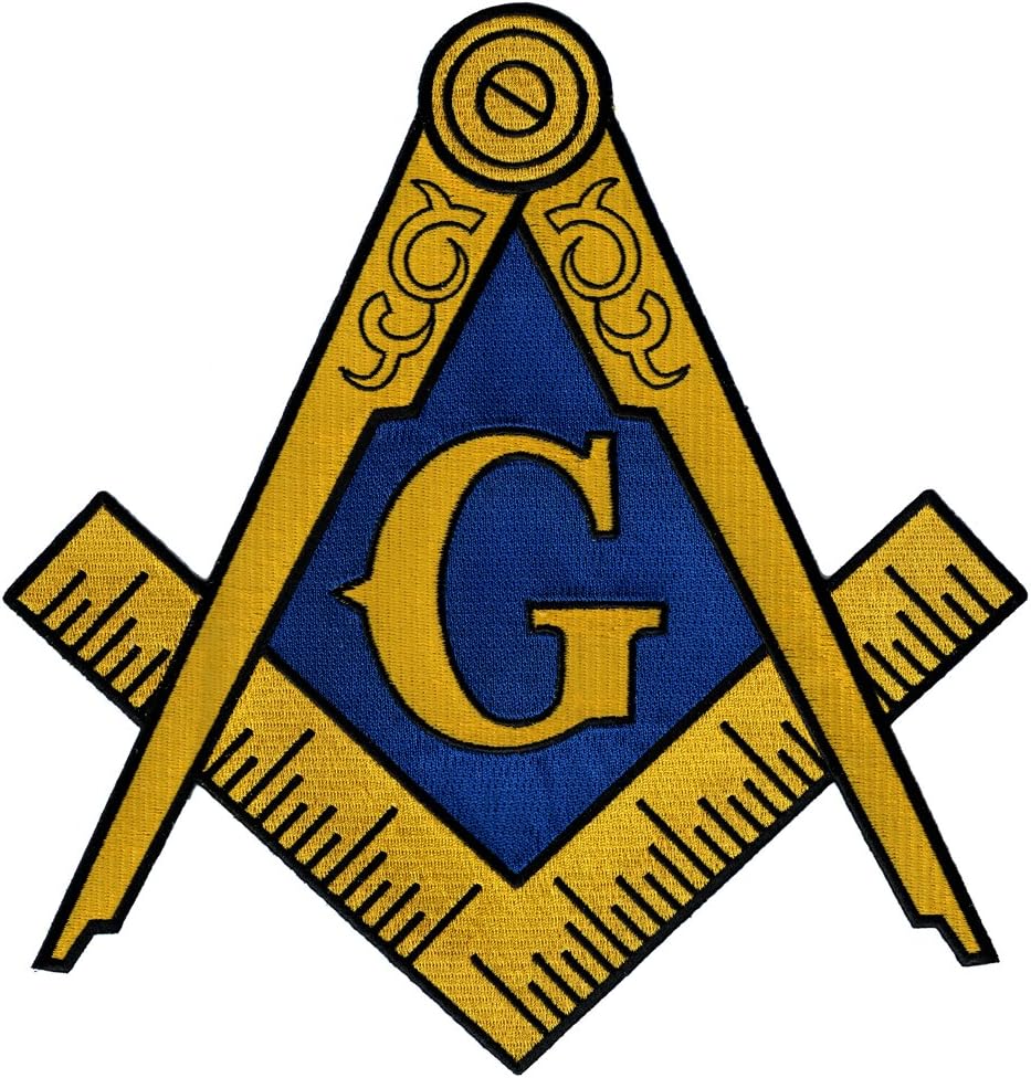 Masonic Logo Large Patch Embroidered Iron-On Freemason Emblem Square Compass
