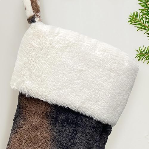 Miniatura 2 de Juego de 2 medias de Navidad de felpa personalizadas, medias de Navidad grandes de 20 pulgadas de piel bordada, medias personalizadas con nombre,