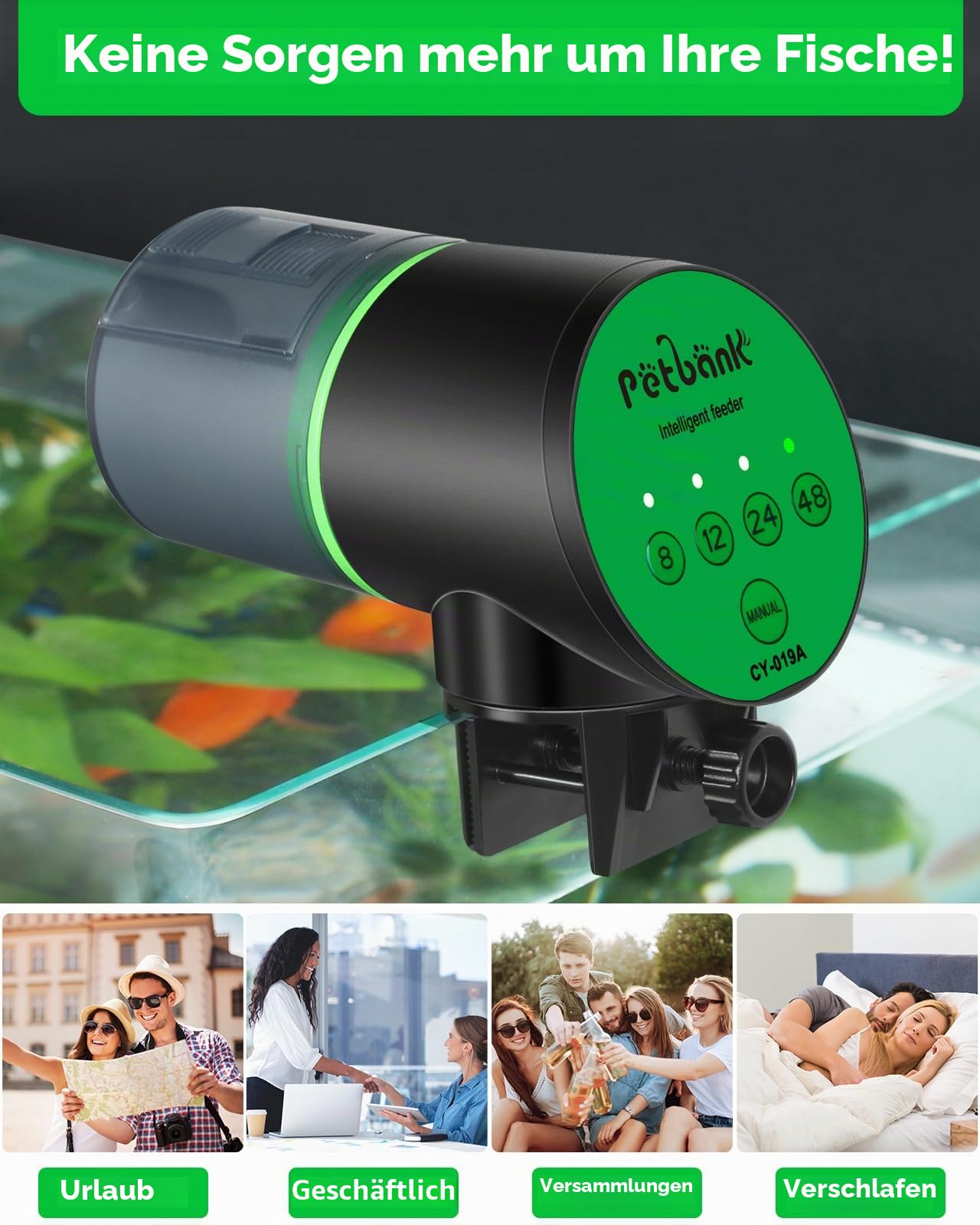 Futterautomat Aquarium, Fischfutterautomat Automatischer Fischfutterspender mit Batteriebetrieben, Fisch Futterautomaten für Aquarium Fischtank mit 2 AAA-Batterien im Lieferumfang enthalten