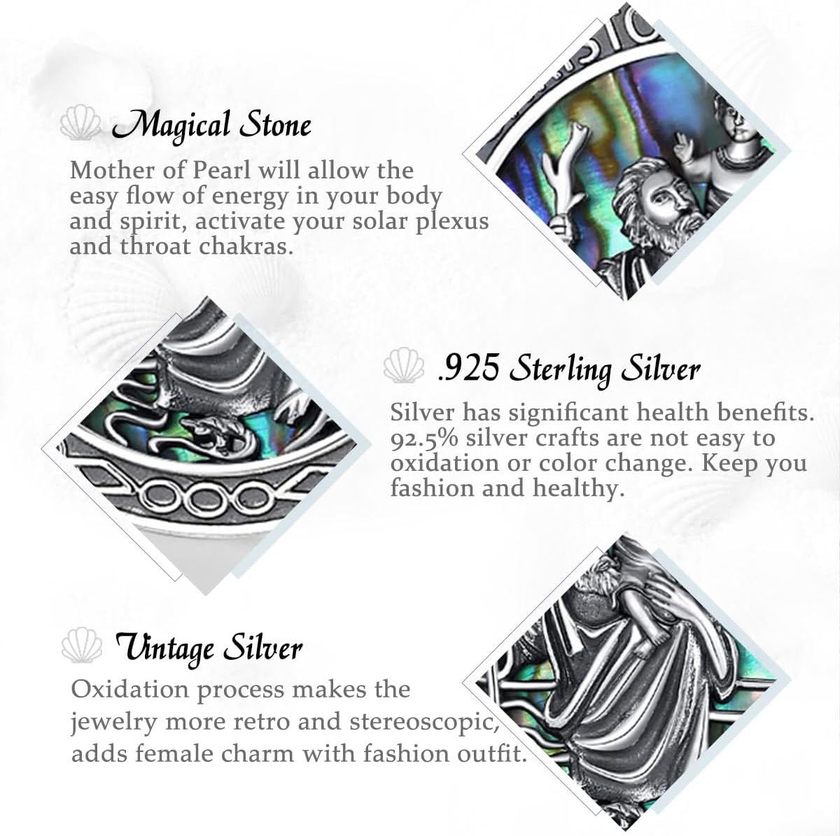 Vito 925 Sterling Silver Saint Necklaces for Women Men, St Michael/Crucifix/Caravaca/St Jude/Virgin Mary Pendant Patron Saint Amulet Medal Religion Jewelry Gift - Image 9