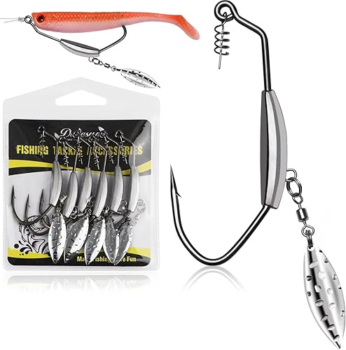 Miniatura 8 de Dovesun 12 anzuelos de pesca con peso para agua salada y agua dulce, sin hierbas, para pesca de lubina 30 50