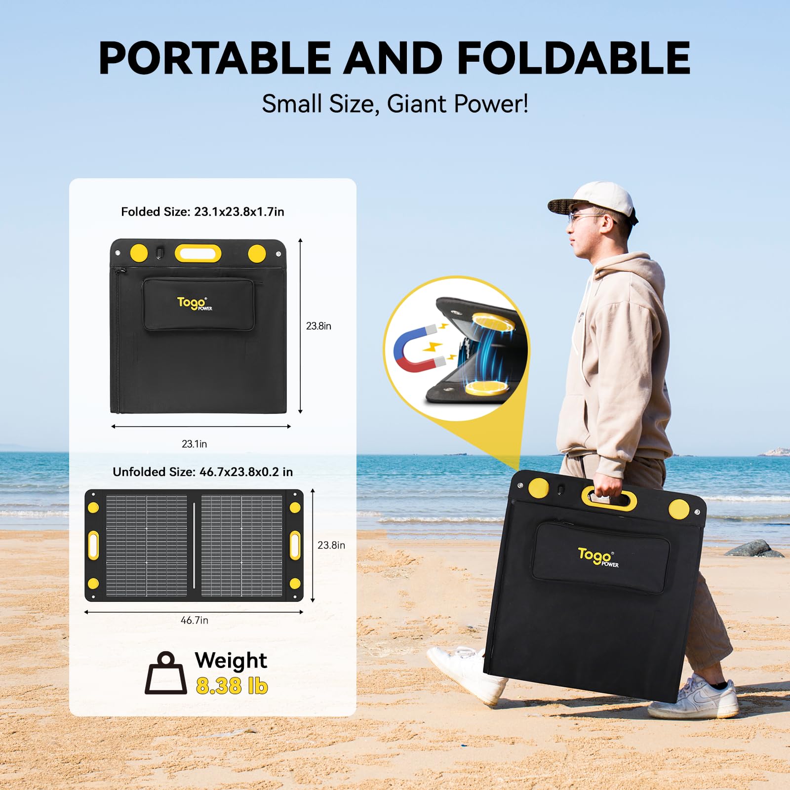 Bifaziales tragbares Solarpanel, 100 W, biegungsfest, faltbar, 100 Watt, 22 V, monokristallines Solar-Ladegerät für Kraftstation, IP67 wasserdicht für Outdoor, Camping, Van, Wohnmobil-Ausflug