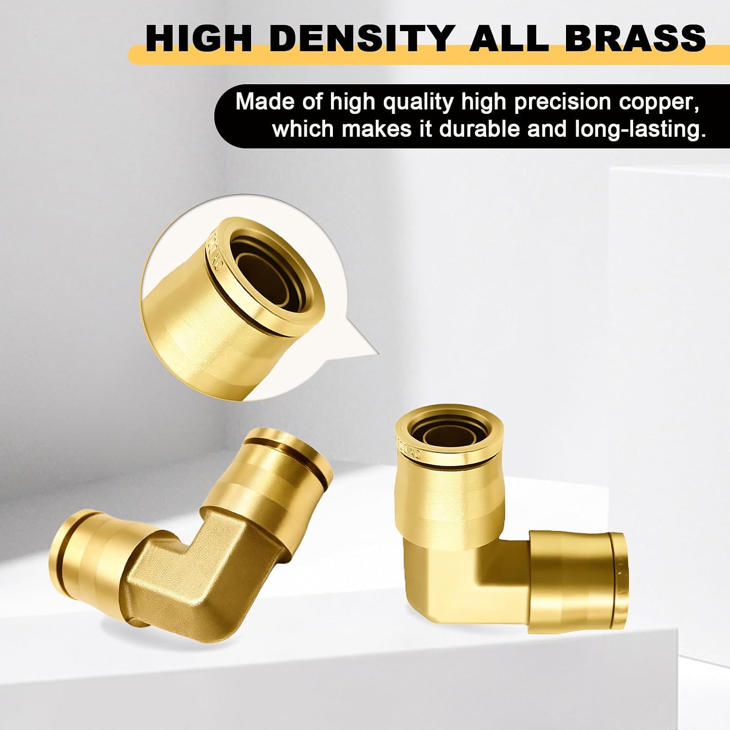 Siptenk 3PCS 1/2" Elbow DOT Brass Push to Connect Fittings for Trailers | CA360 Brass, Air Brake Line Quick Connect for Industry Air System for Industry Air System