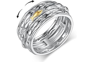 TYSO Fish Anxiety Ring 925 Sterling Silver School of Fish Ring Spinner...