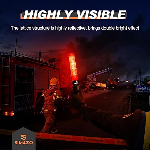 Miniatura 2 de SIMAZO Paquete de 2 varitas de tráfico, varita de control de tráfico de 16 pulgadas con LED blanco en la parte superior, bastón de señal de