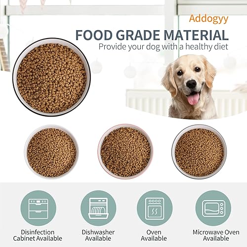 Miniatura 2 de Cuenco elevado o elevado blanco de cerámica para perros con soporte de madera para razas medianas y grandes, plato de agua pesado, 8 pulgadas,