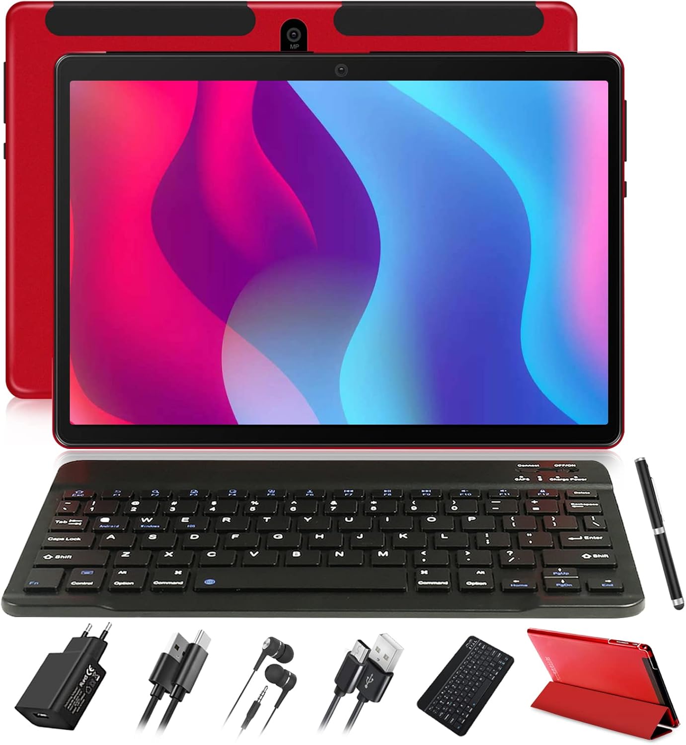 JUSYEA Tablet 10 Pollici Android PC 4 GB RAM + 64 GB ROM, Octa-Core, SD/TF 256 GB, Smart Display IPS, 8000 mAh, 5 MP + 8 MP, WIFI | Bluetooth | GPS, con Custodia + Penna + Tastiera- Rosso JUSYEA Tablet 10 Pollici Android PC 4 GB RAM + 64 GB ROM, Octa-Core, SD/TF 256 GB, Smart Display IPS, 8000 mAh, 5 MP + 8 MP, WIFI | Bluetooth | GPS, con Custodia + Penna + Tastiera- Rosso