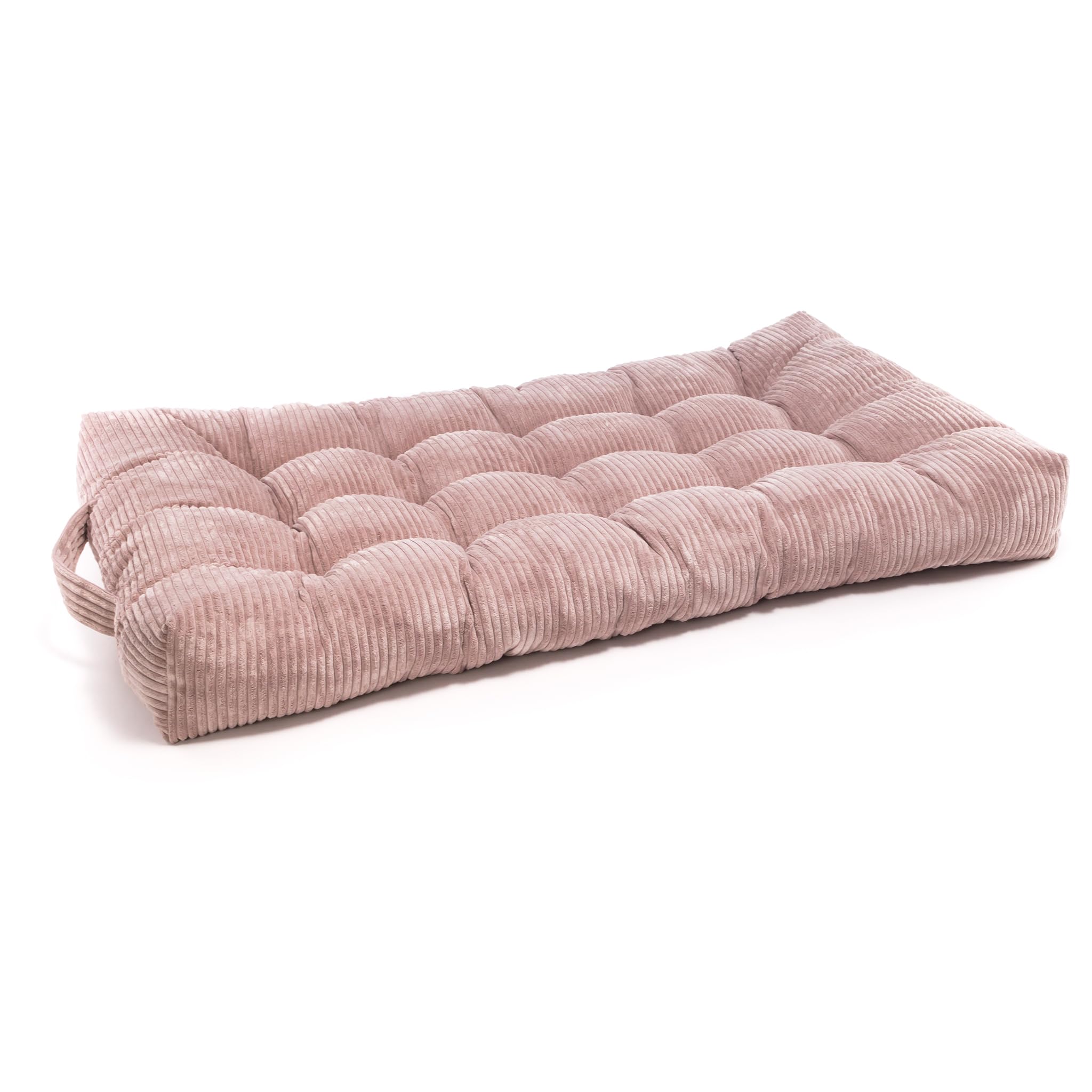 Ecopuf - Bodenmatratze Kinder - Bodenkissen Kinderzimmer - Gesteppt, aus Cord, 70 x 120 x 15 cm Groß, mit Griff - Vielseitige Bequeme Matratze für Kuschelecke, Leseecke - SZ61 Puderrosa