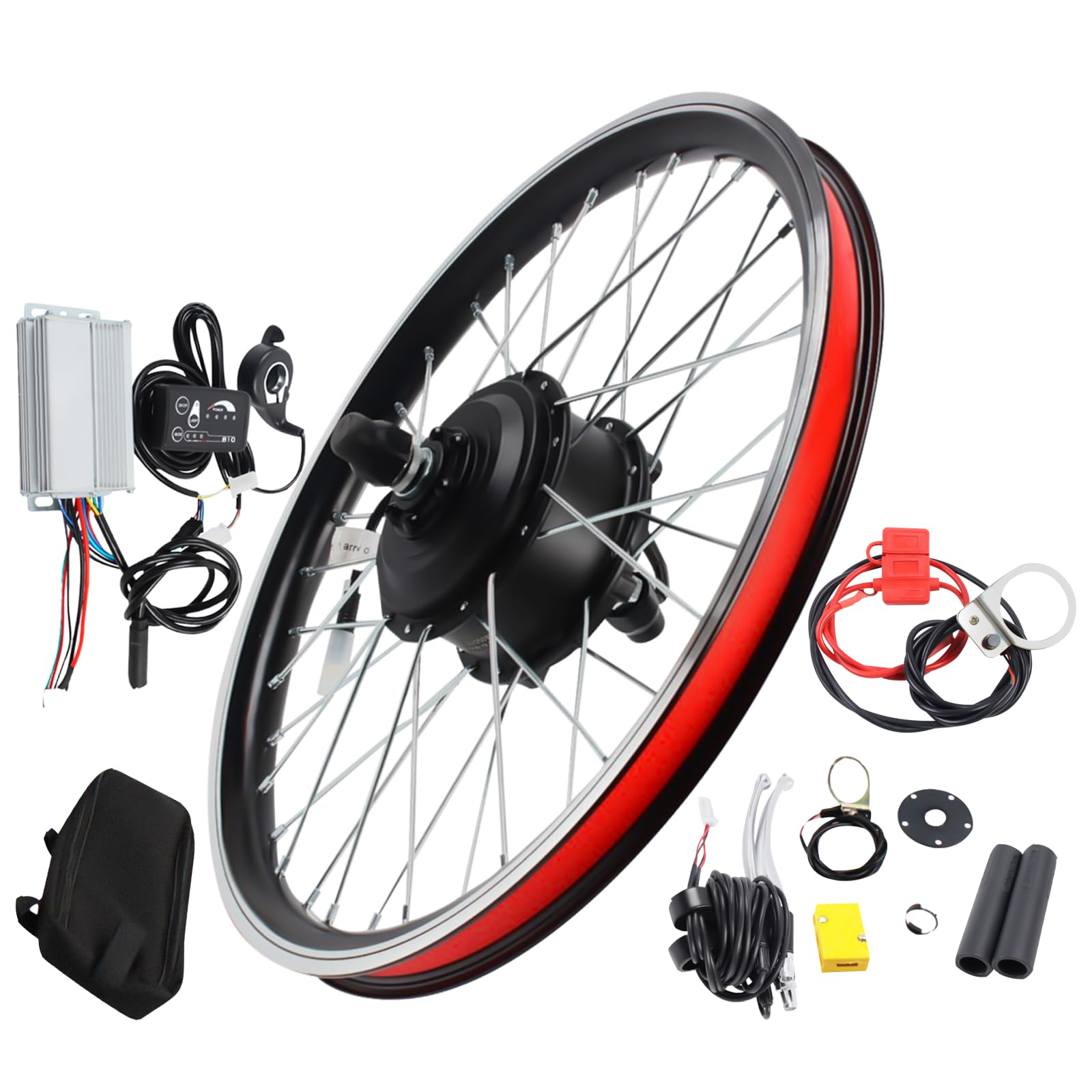 ZHDPYHDD 20" 36V 250W Front Wheel Electric Bike Conversion Kit, Hub Motor with LED Display & 5-Level PAS, Power Cut-Off Brake for Commuting DIY Enthusiasts