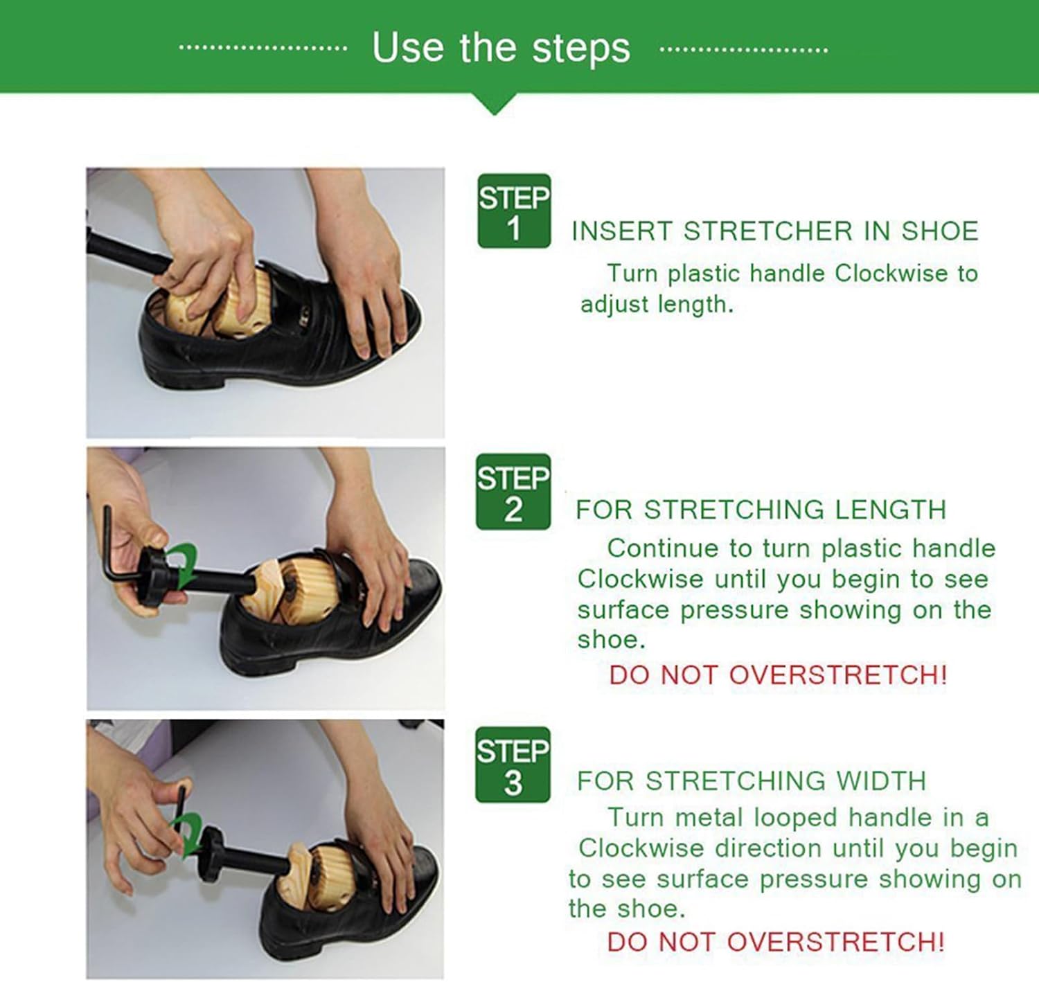 EchoDone Pair of 2 Way Wood Shoe Trees for Men Shoe Stretcher Adjustable Unisex Shaper for Shoe Large Size for Men and Women, Women's Size 10 to 13.5 Man's Size 9 to 13 - Image 6