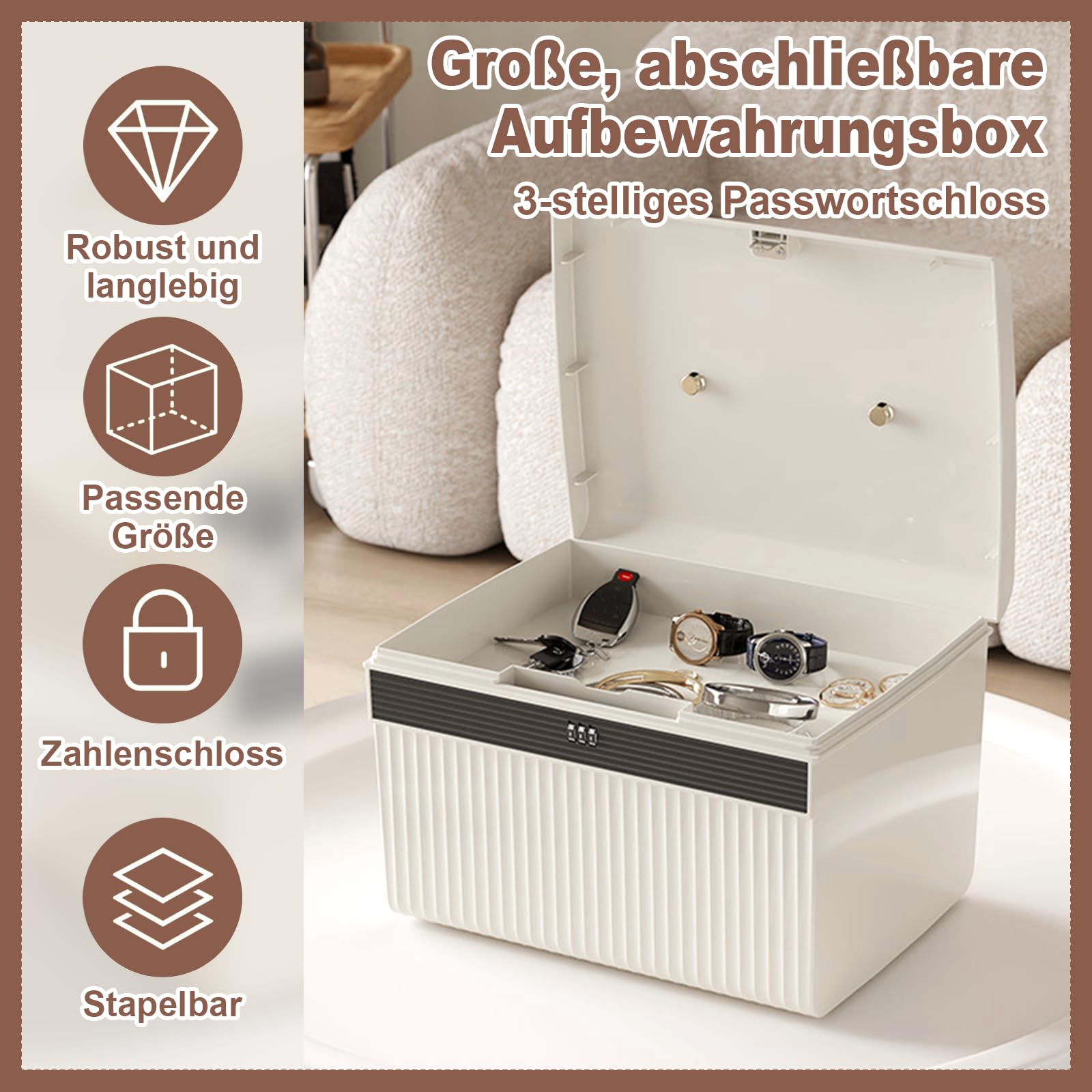 2 Abschließbare Box Medikamente aus 28 x 21 x 18 cm